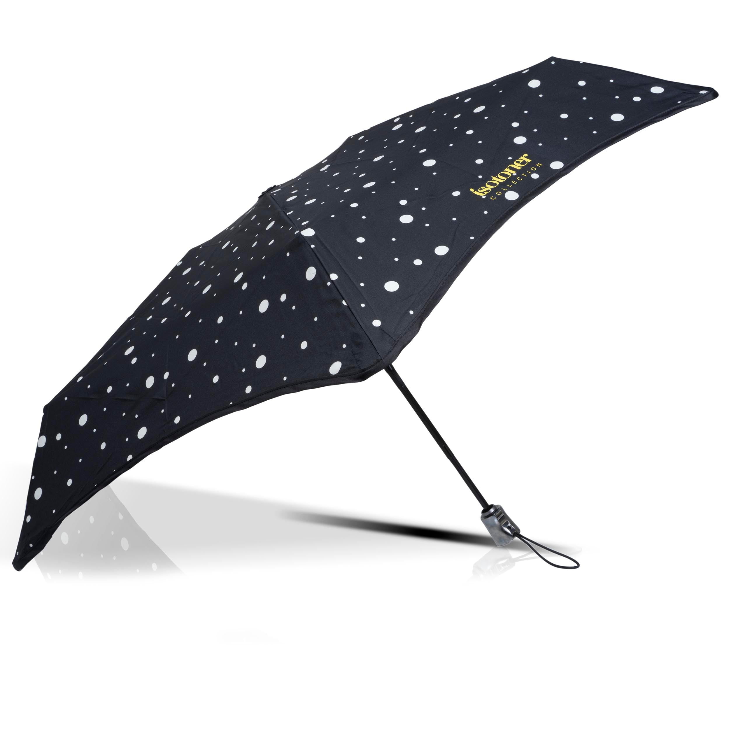 isotoner-x-tra-solide-parapluie-23-cm-pois-noir-jaune-automatique image 2