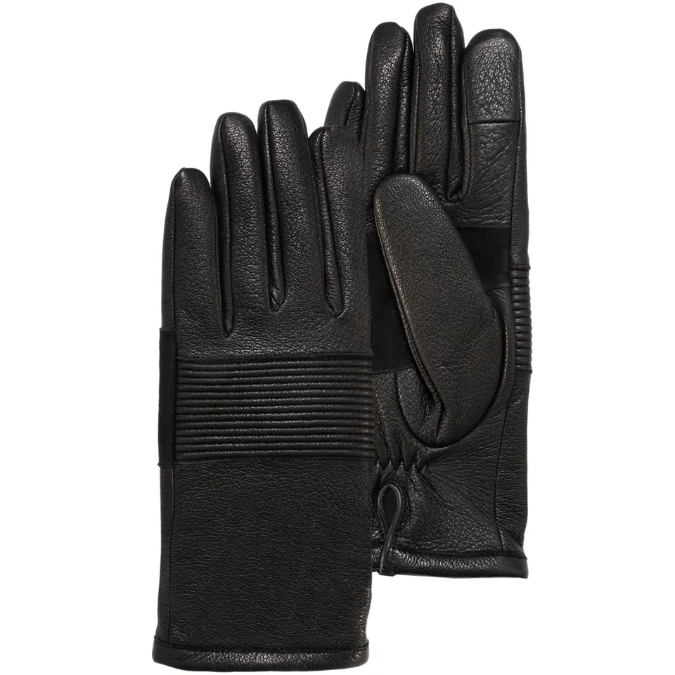 isotoner-gants-femme-v-lo-cuir-tactiles-noir-chauds image 1