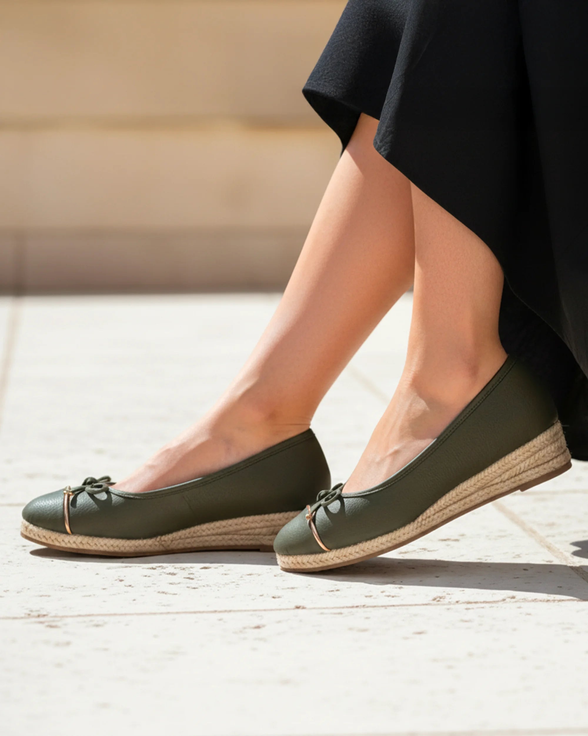 isotoner-ballerines-femme-corde-talon-compens-kaki image 2