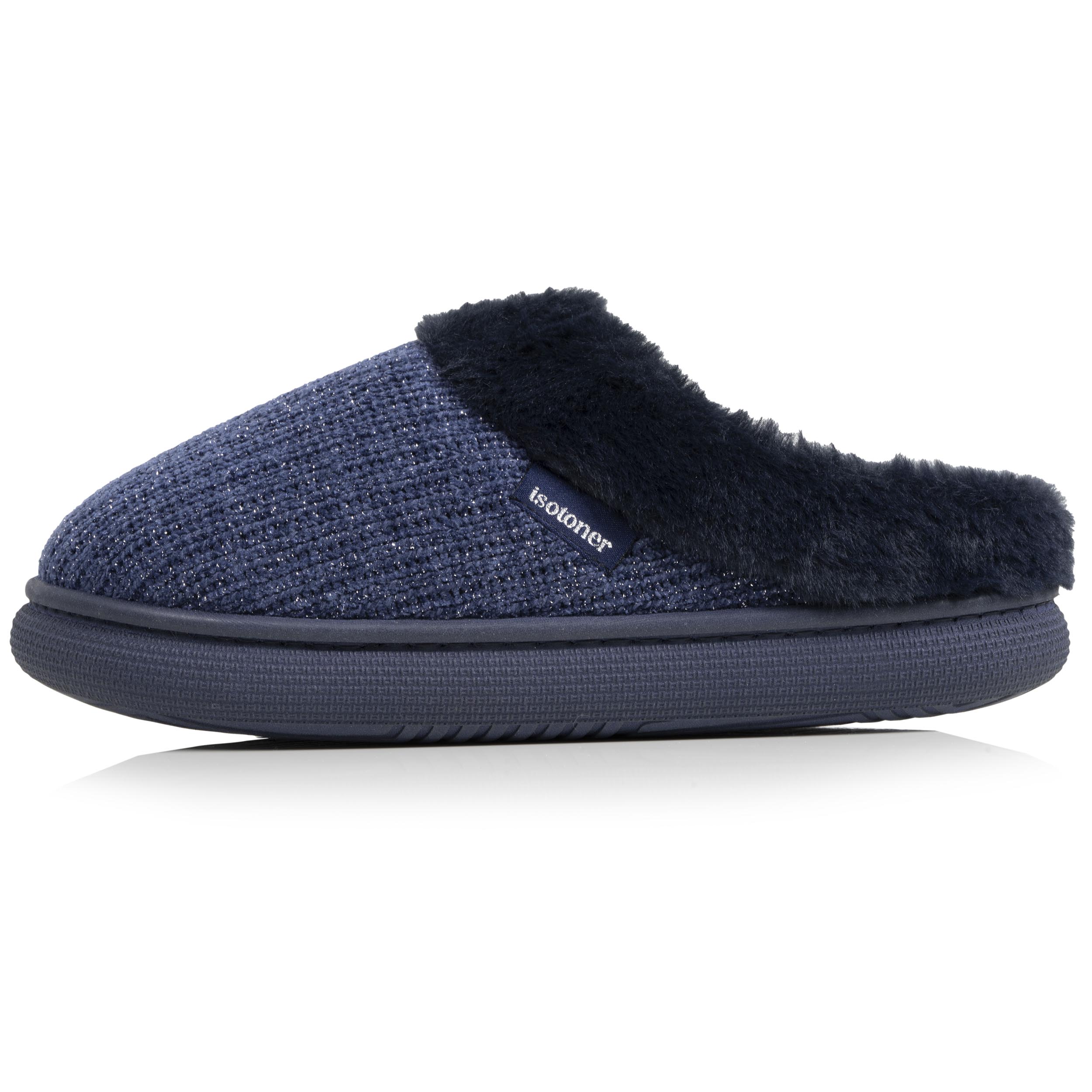 isotoner-chaussons-mules-femme-bloup-marine-lurex image 3