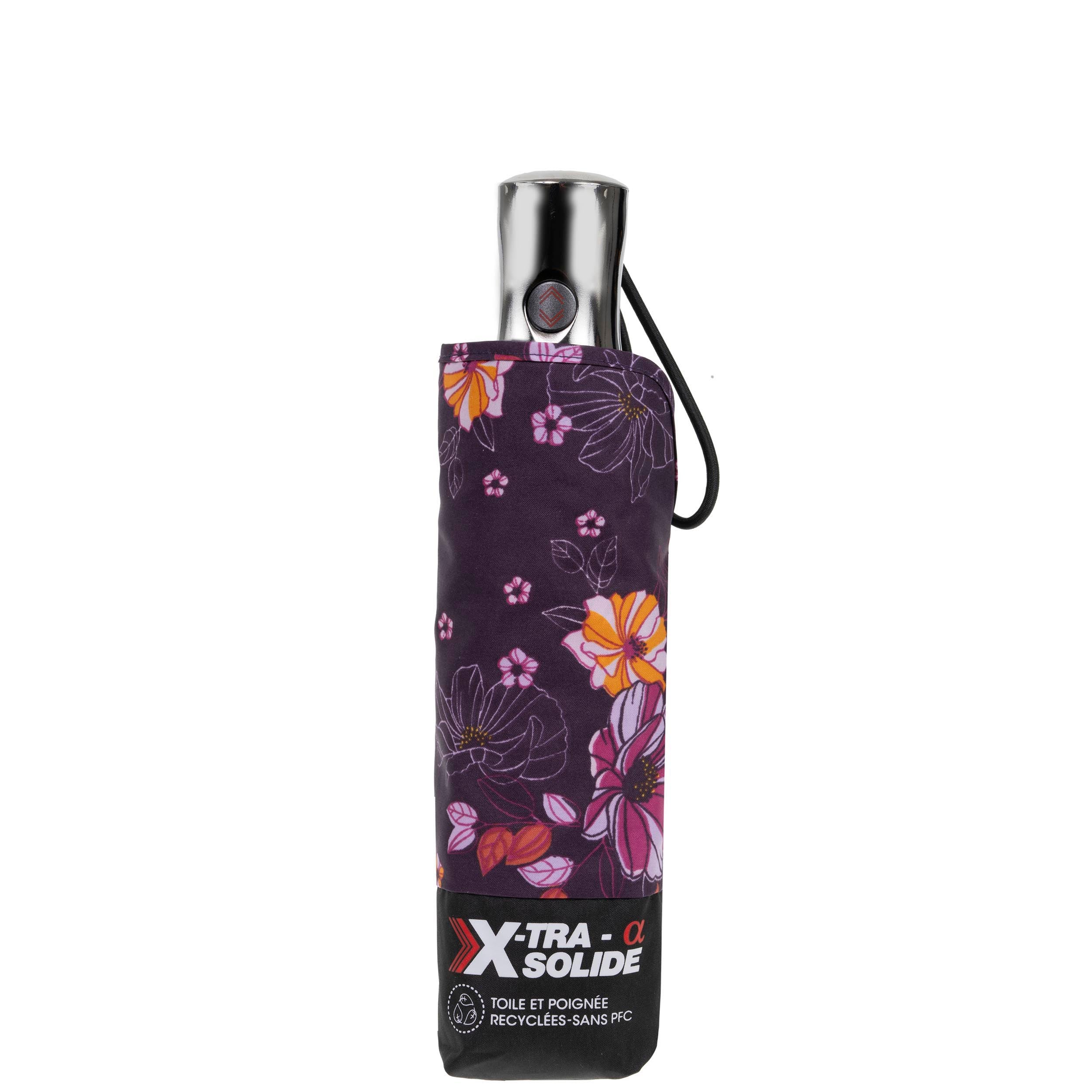 isotoner-parapluie-x-tra-solide-28-cm-fleurs-aubergine image 4