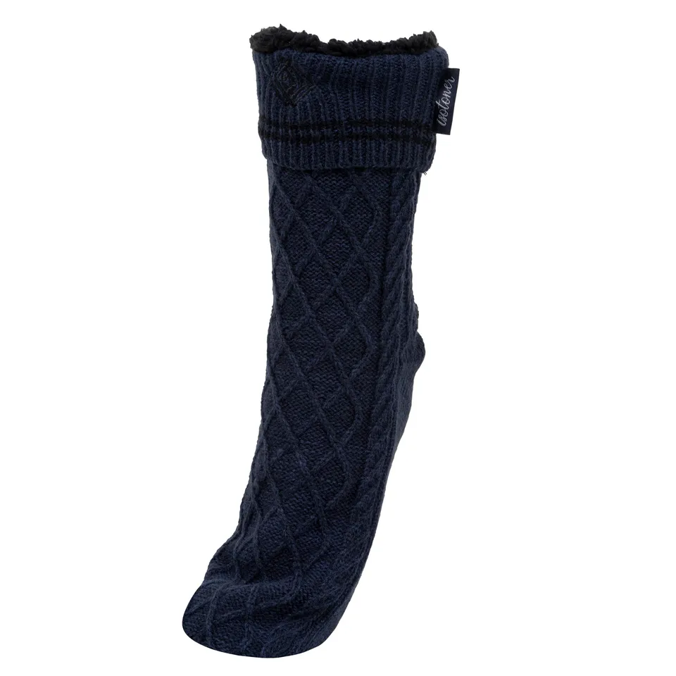 isotoner-chaussettes-fourr-es-homme-maille-marine-chin image 1