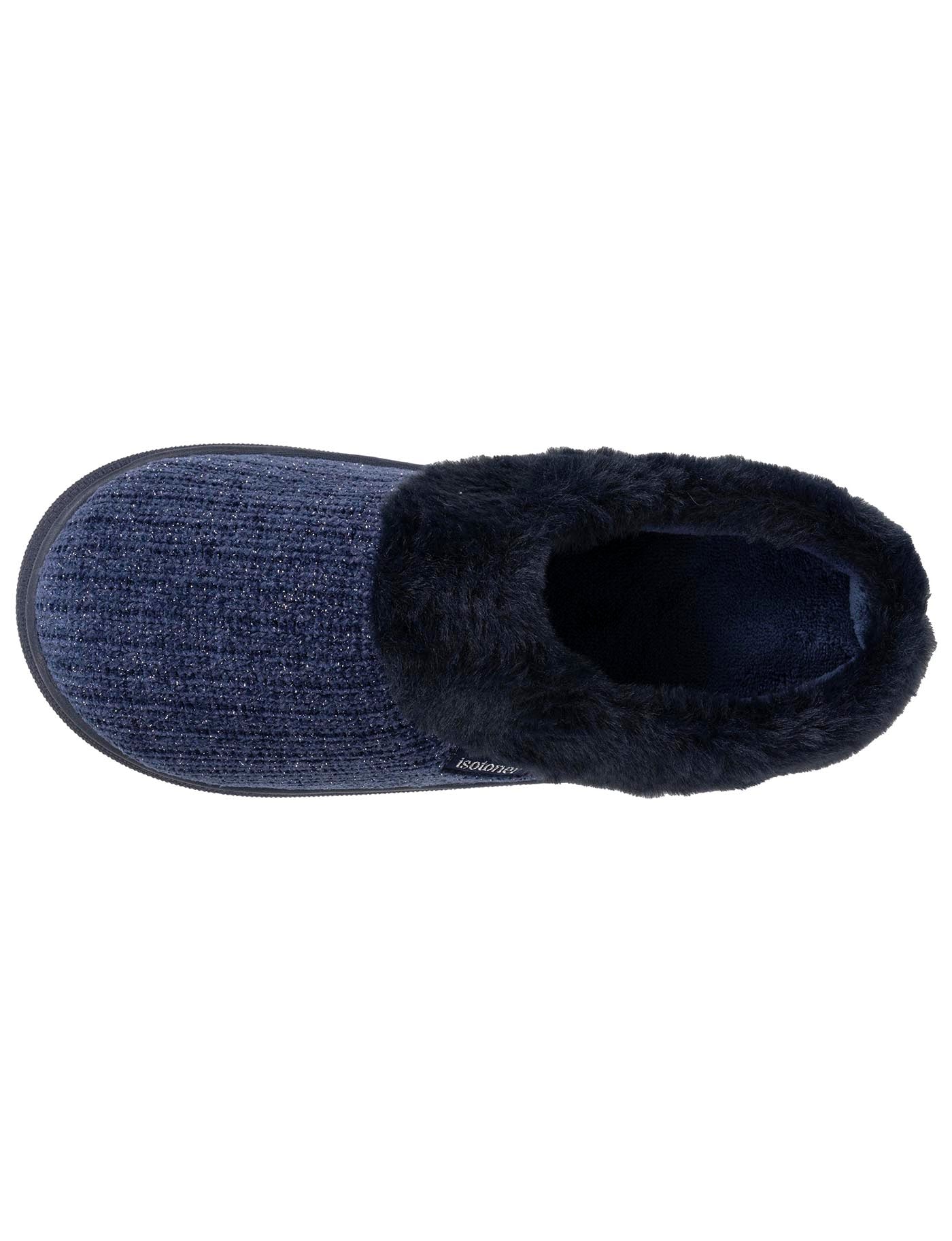 isotoner-chaussons-mules-femme-bloup-marine-lurex image 7
