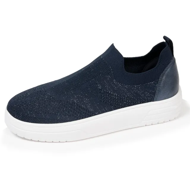 isotoner-baskets-femme-slip-on-plateforme-marine-lurex image 1