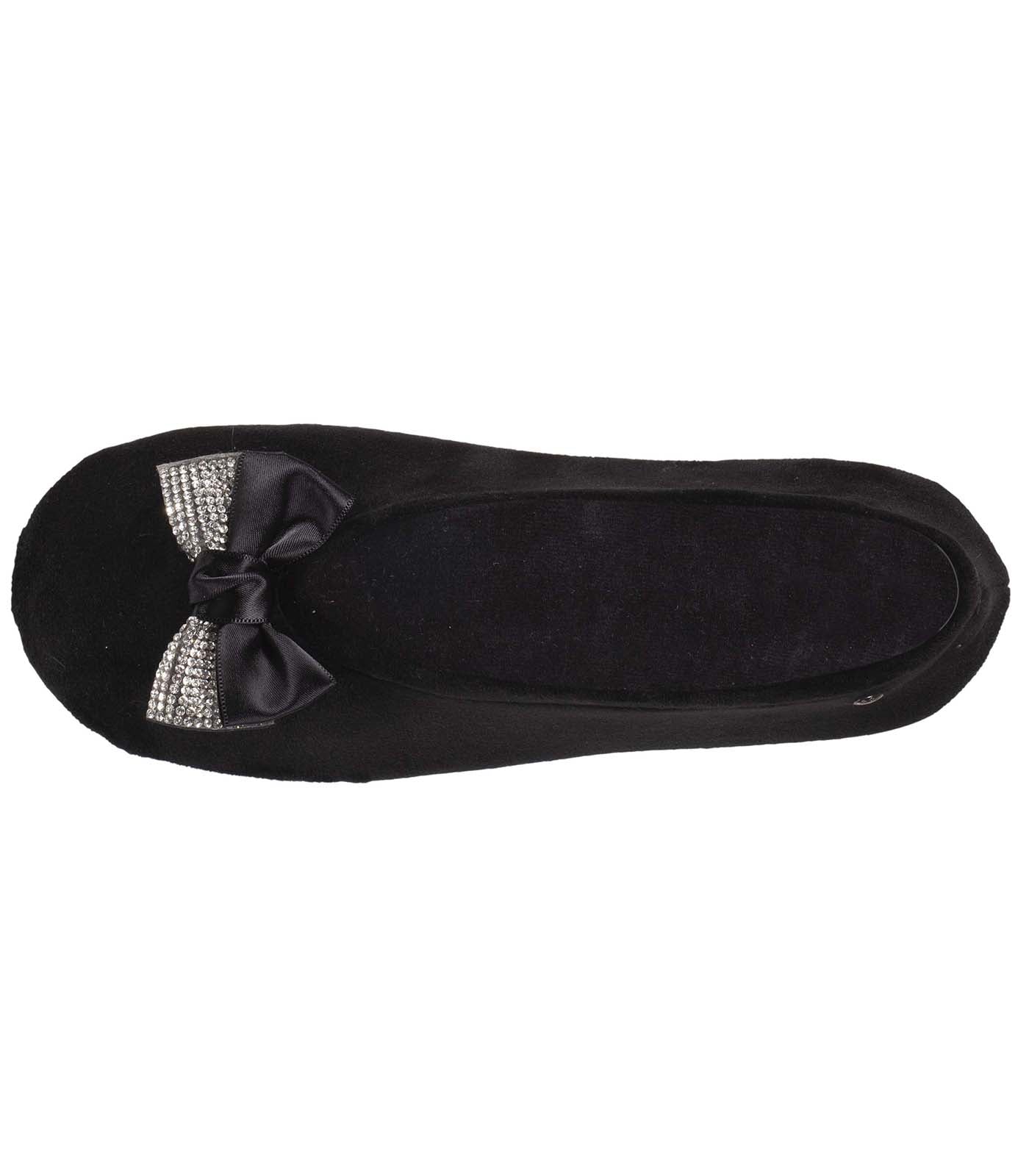 isotoner-chaussons-ballerines-femme-n-ud-bijou-noir image 7