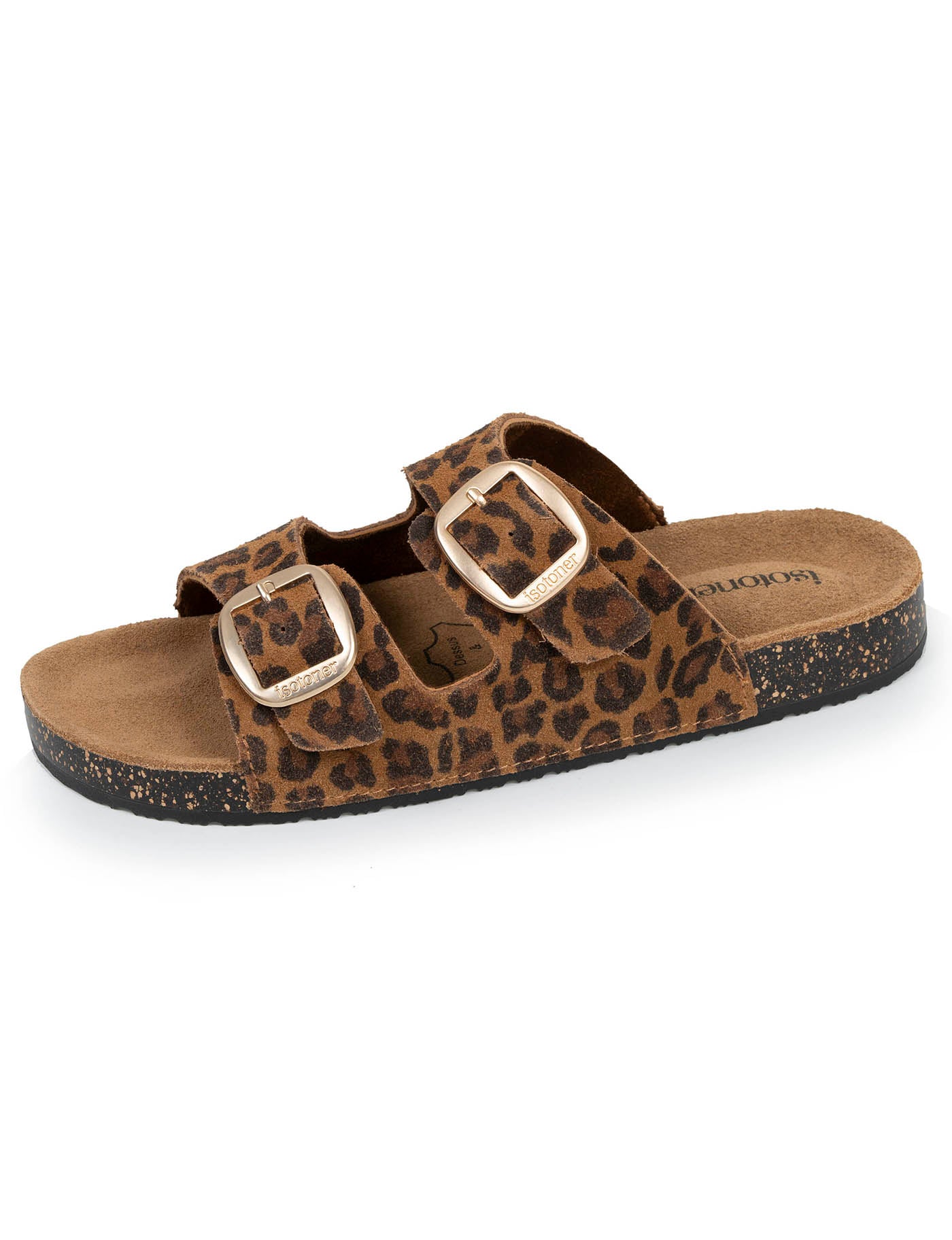 isotoner-mules-sandales-femme-double-bride-cuir-camel-l-opard image 6