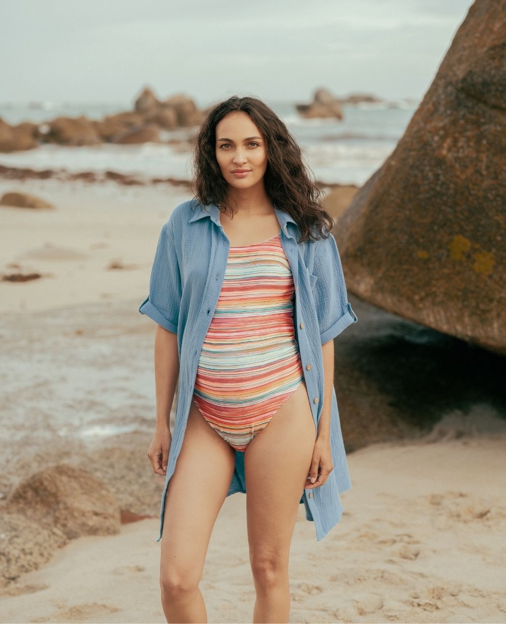 cache-c-ur-robe-chemise-courte-oversize-allaitement-bertille-bleu image 6