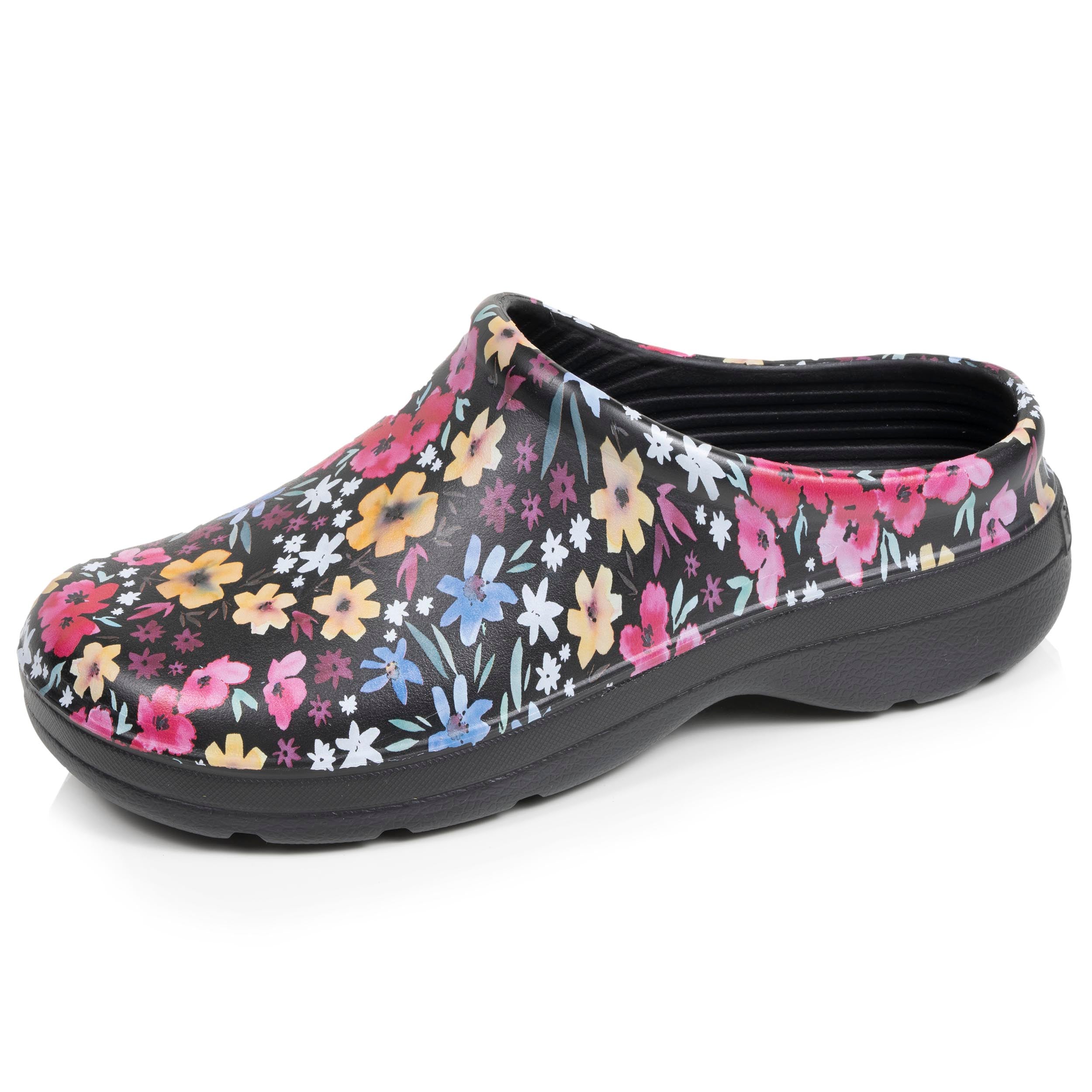 isotoner-sabots-de-jardin-femme-imprim-noir-fleuri-everywear image 1