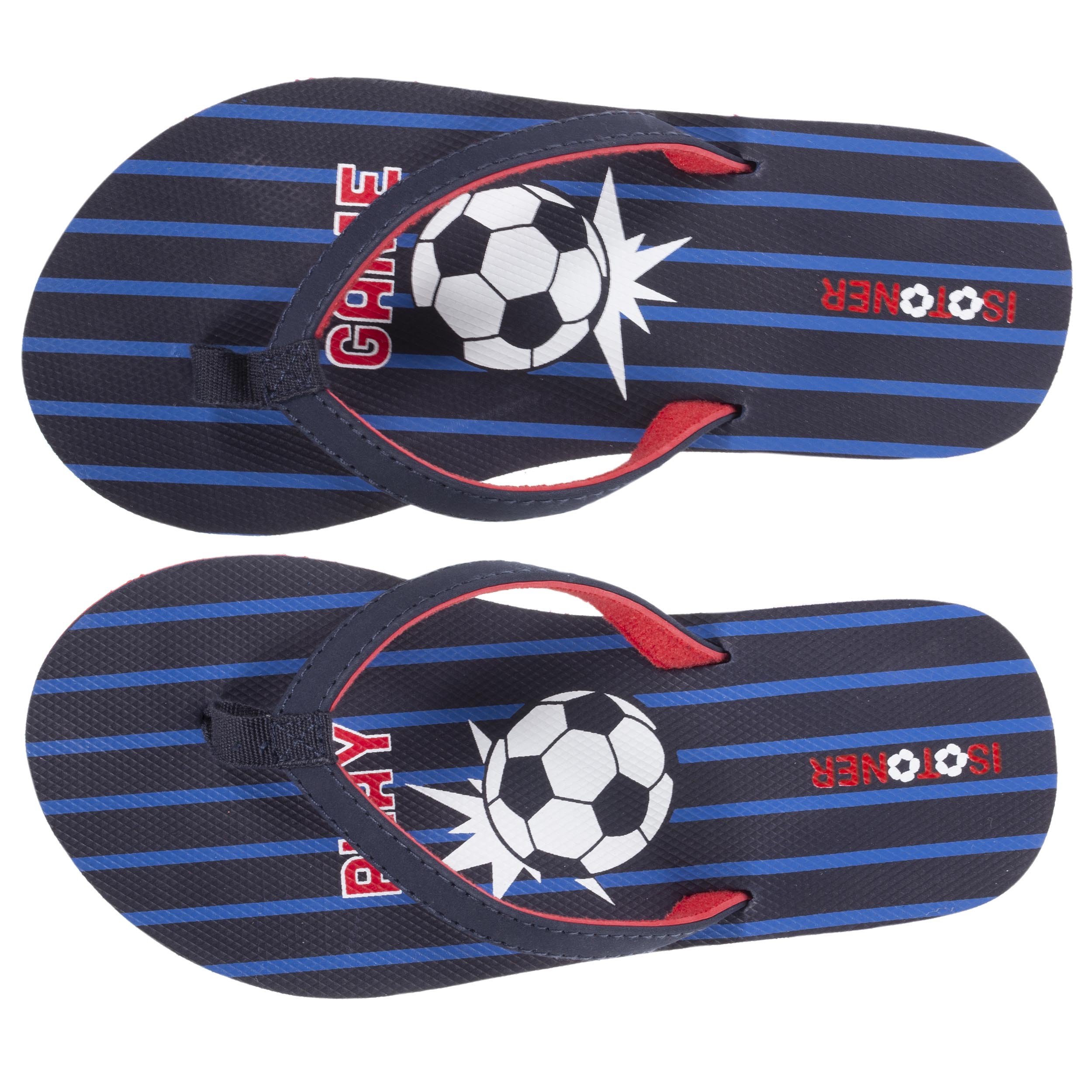 isotoner-tongs-enfant-football-marine-semelle-moelleuse image 2