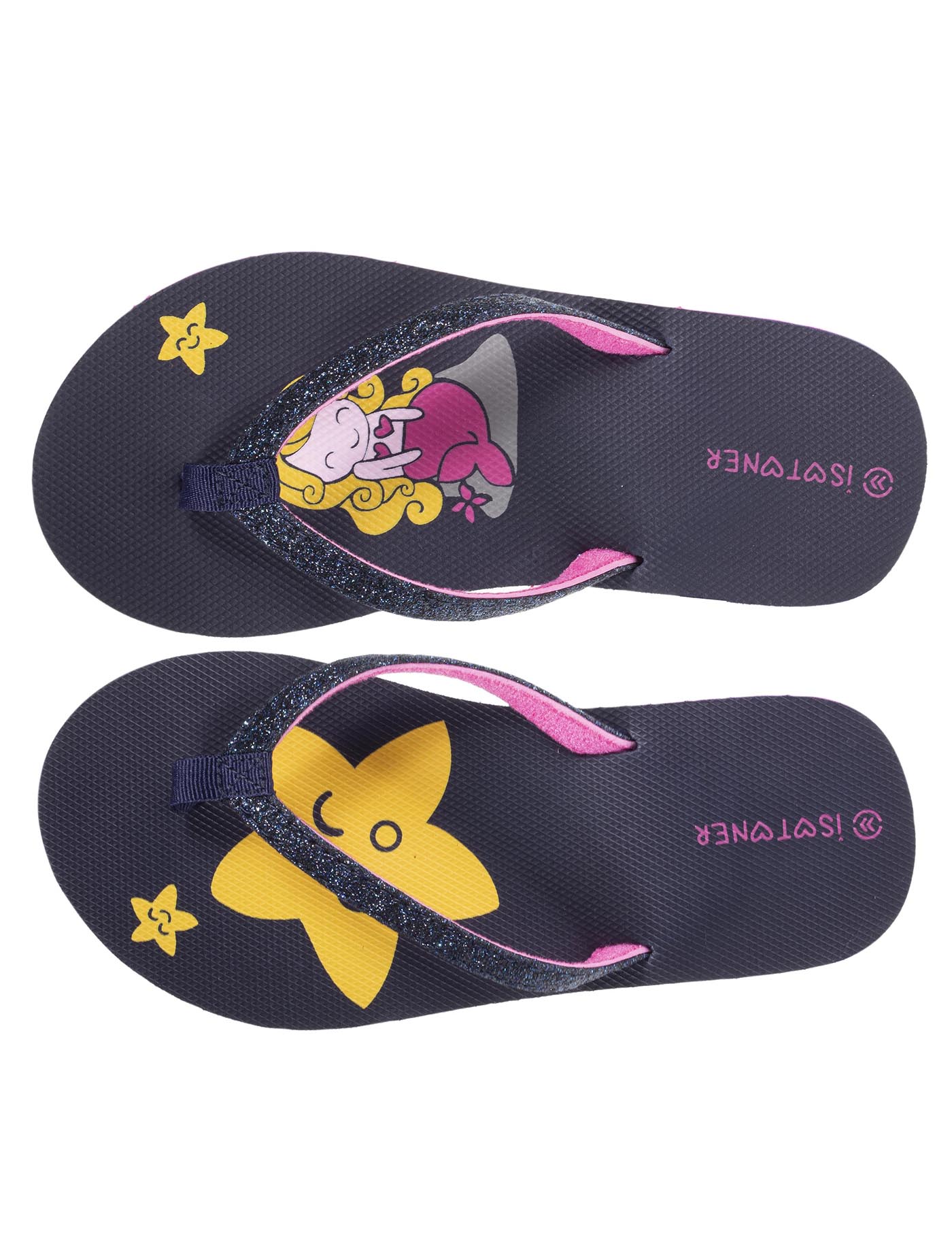 isotoner-tongs-enfant-fille-sir-ne-et-toile-marine image 7