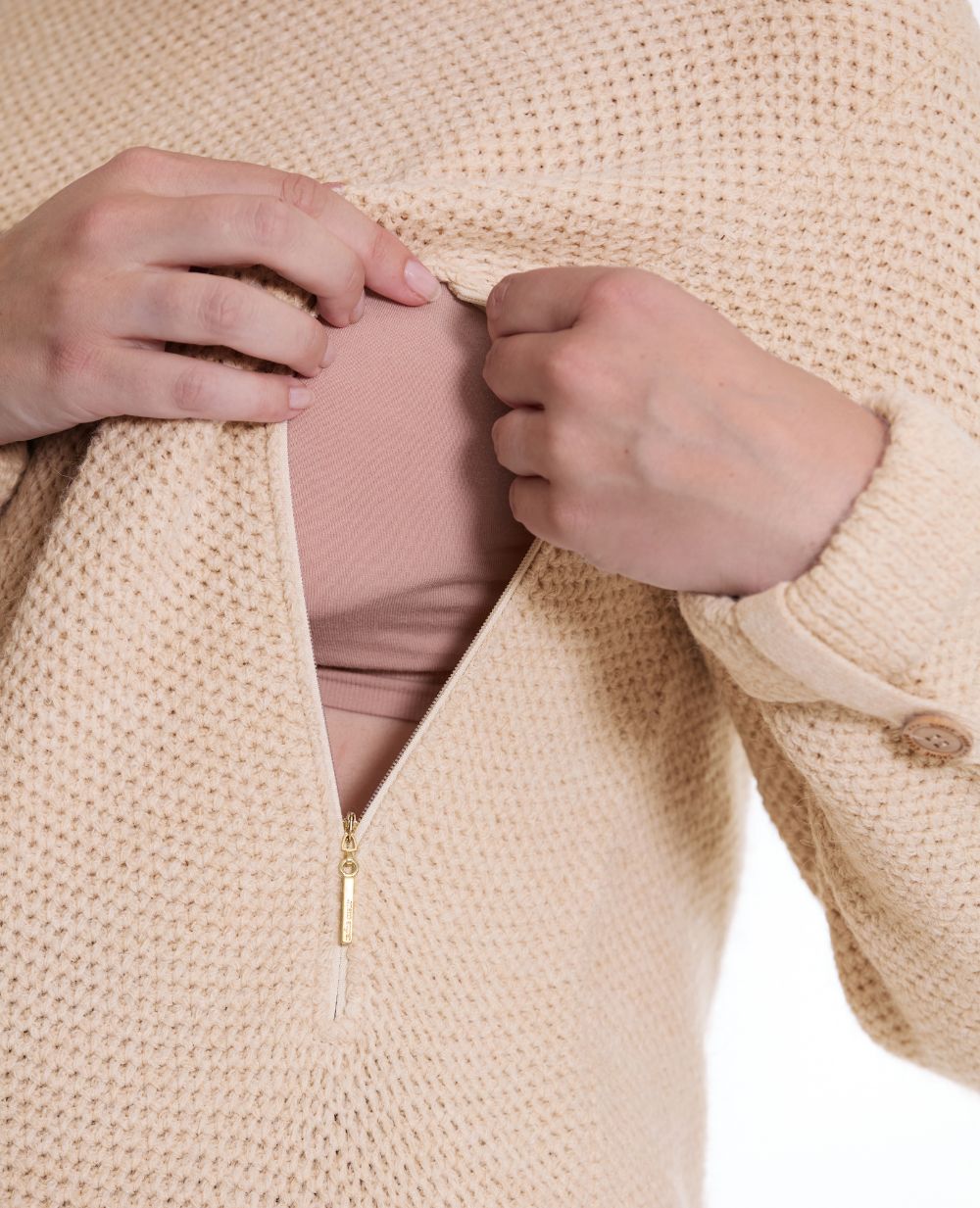 cache-c-ur-robe-pull-grossesse-et-allaitement-honey-beige image 6