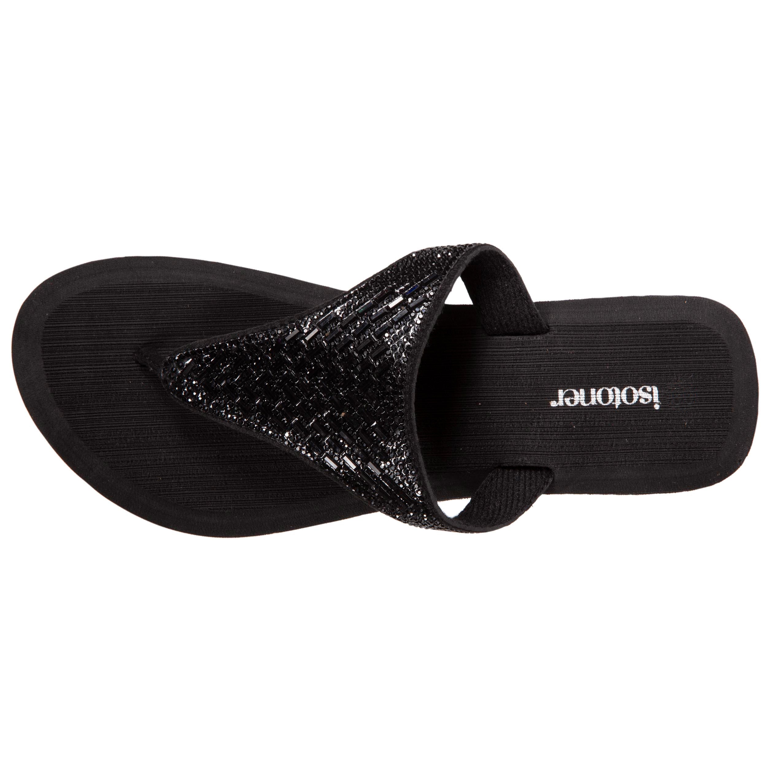 isotoner-tongs-femme-strass-talon-compens-4-cm-noir image 2
