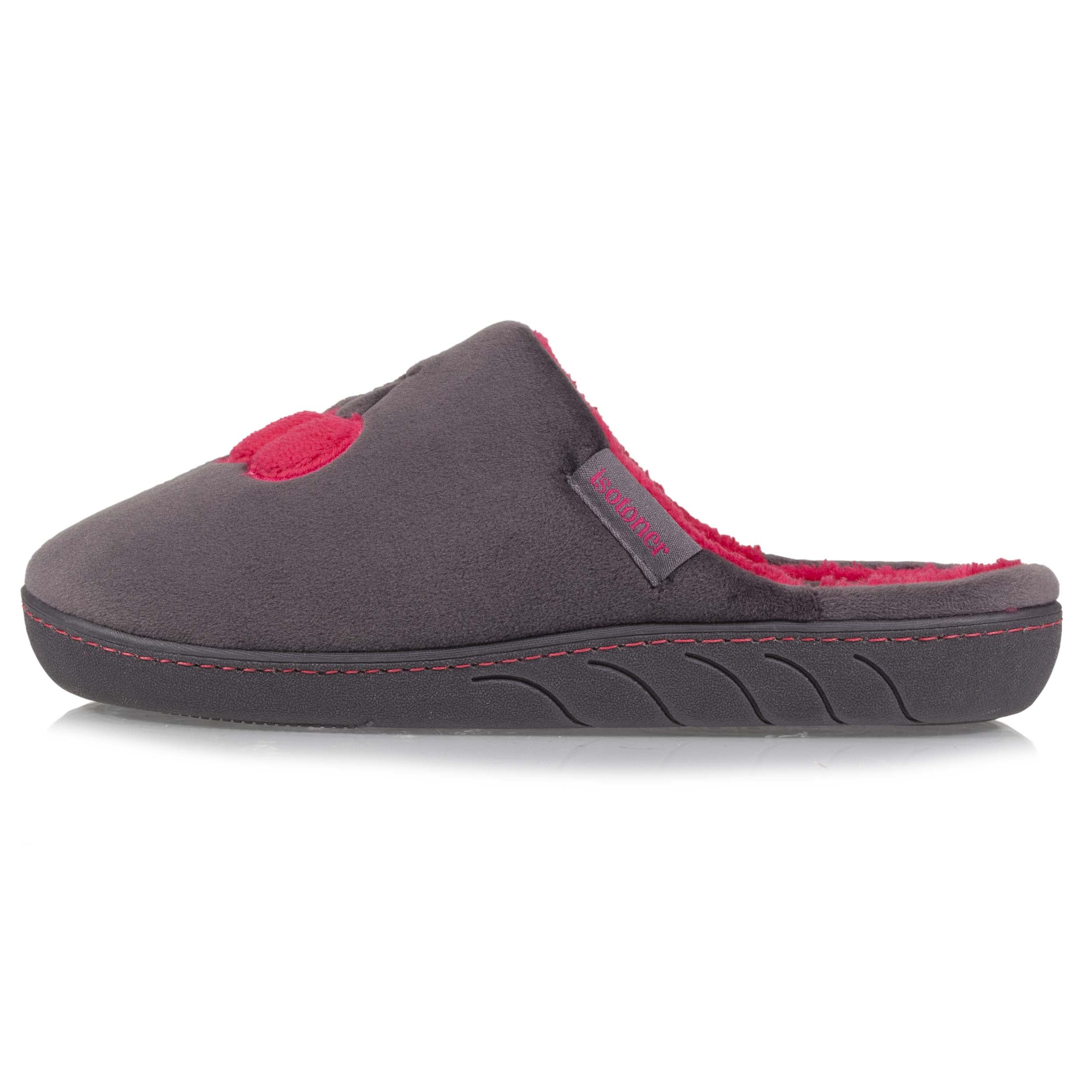 isotoner-chaussons-mules-junior-cool-gris-fonc-cerises image 3
