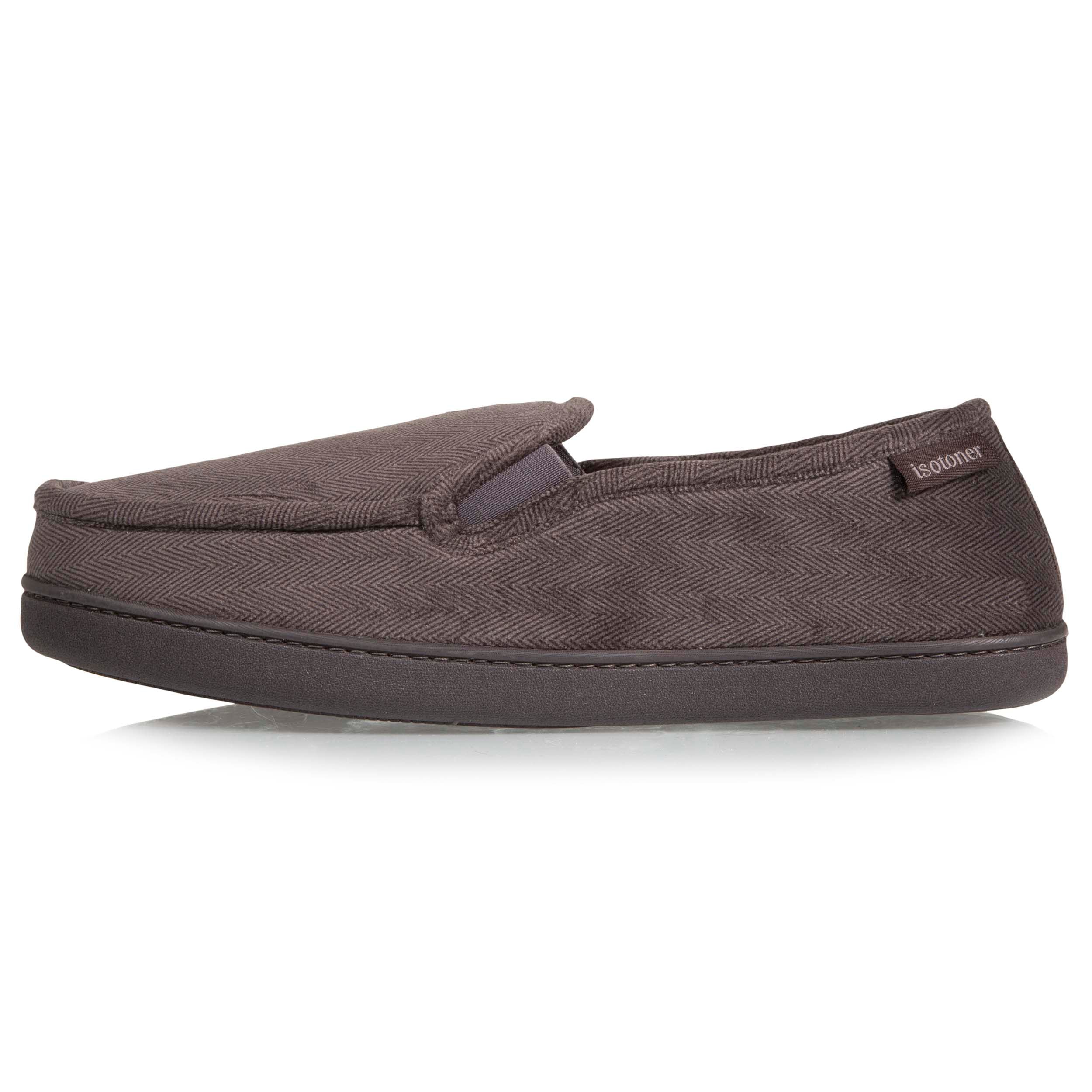 isotoner-chaussons-mocassins-homme-gris-chevrons image 3