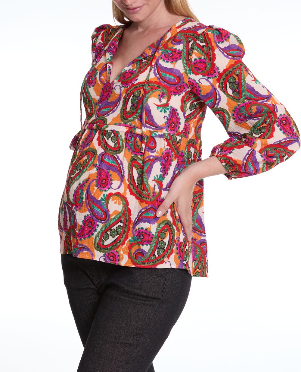 cache-c-ur-latina-blouse-manches-ballon-grossesse-et-allaitement-multico image 4