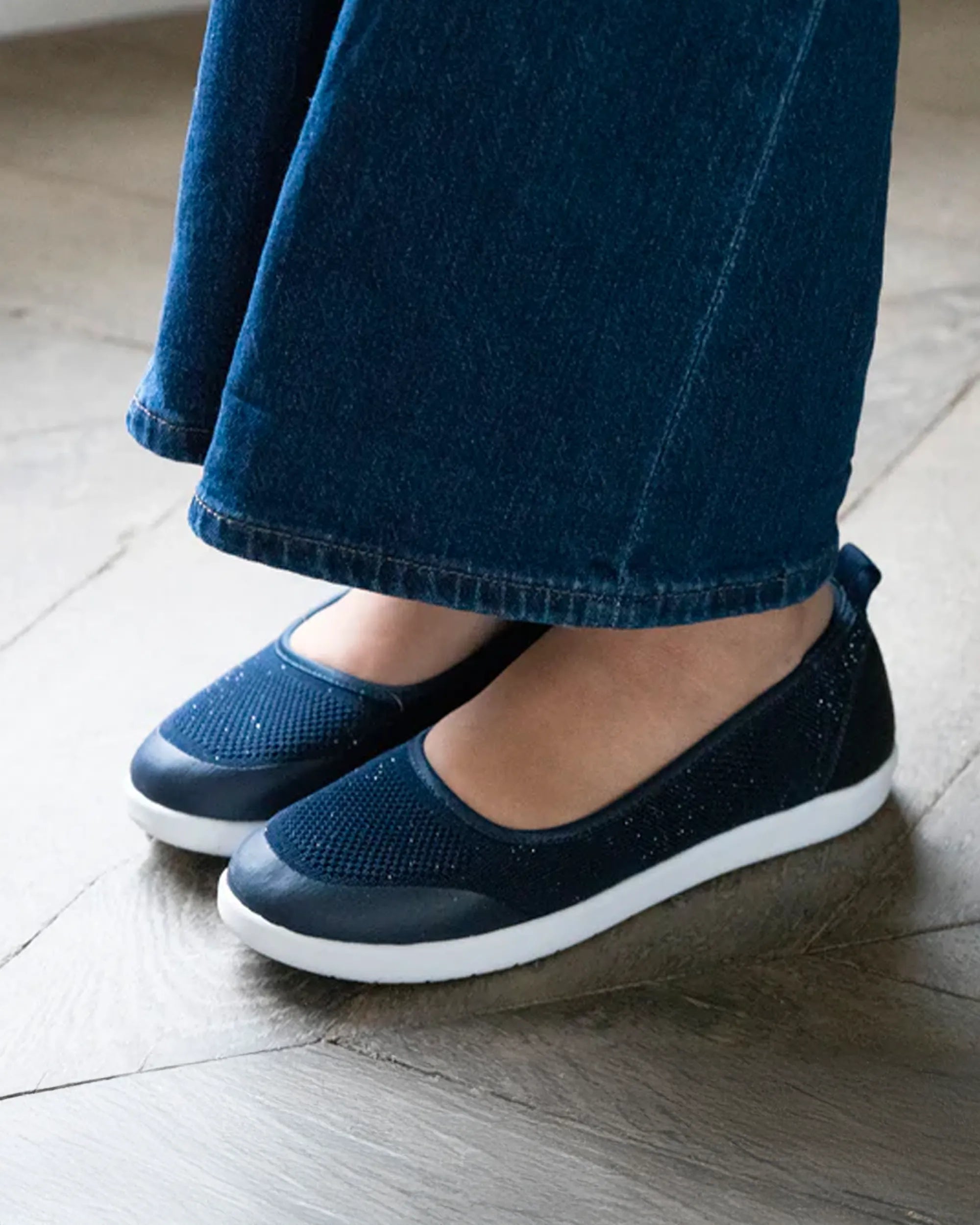 isotoner-ballerines-femme-slip-on-marine-lurex image 2