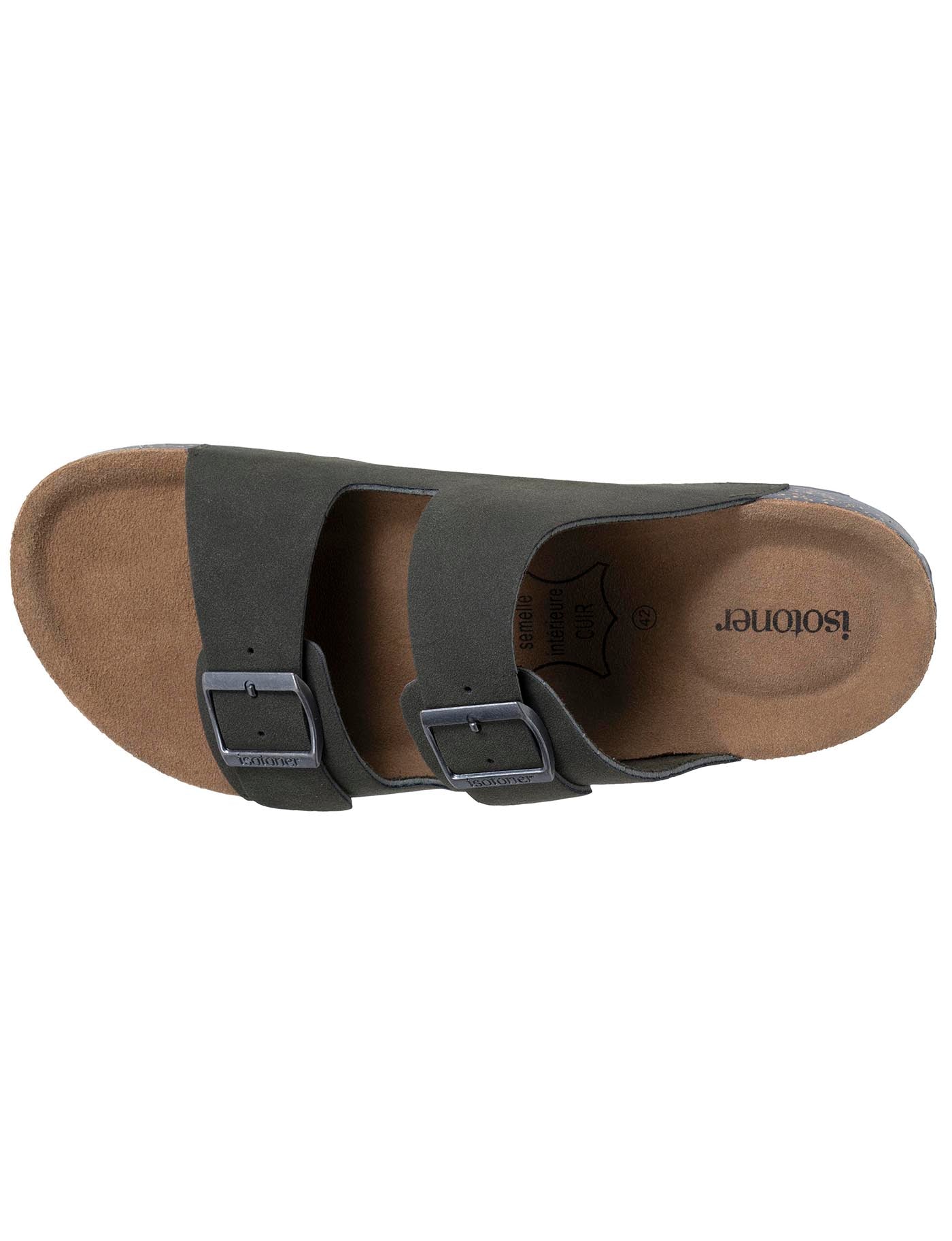 isotoner-mules-sandales-homme-double-bride-kaki-everywear image 7