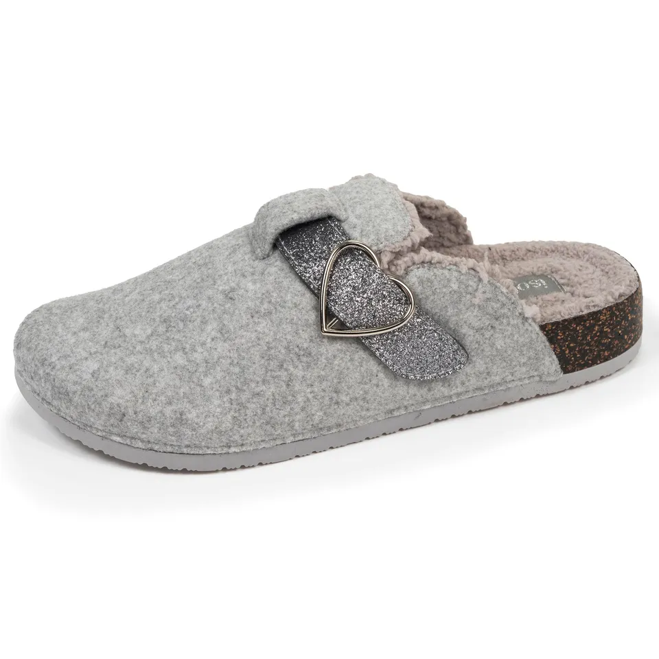 isotoner-chaussons-sabots-femme-gris-chin-paillettes image 1