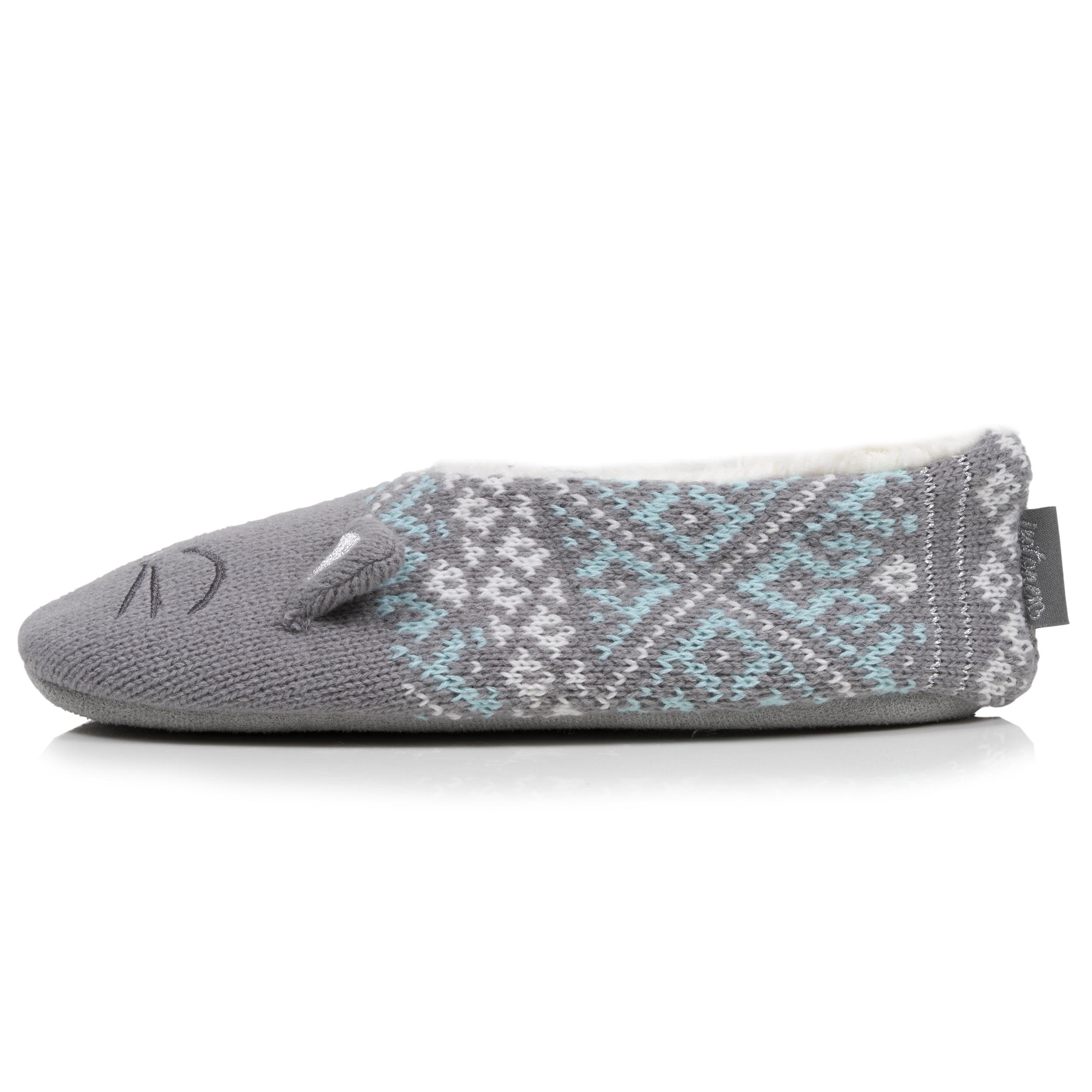 isotoner-chaussettes-chaussons-femme-jacquard-chat-gris image 3