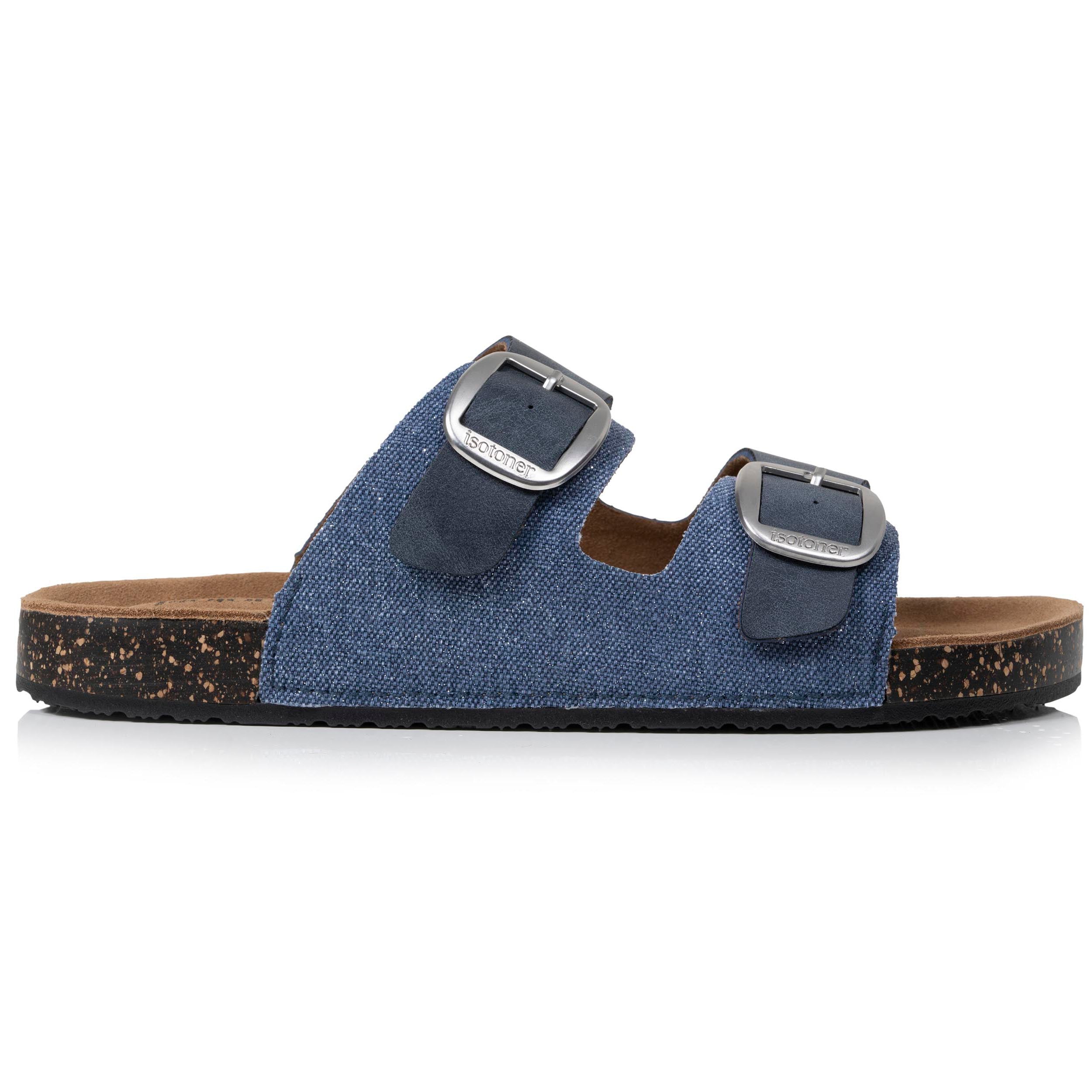 isotoner-mules-sandales-double-bride-bleu-denim-femme image 8