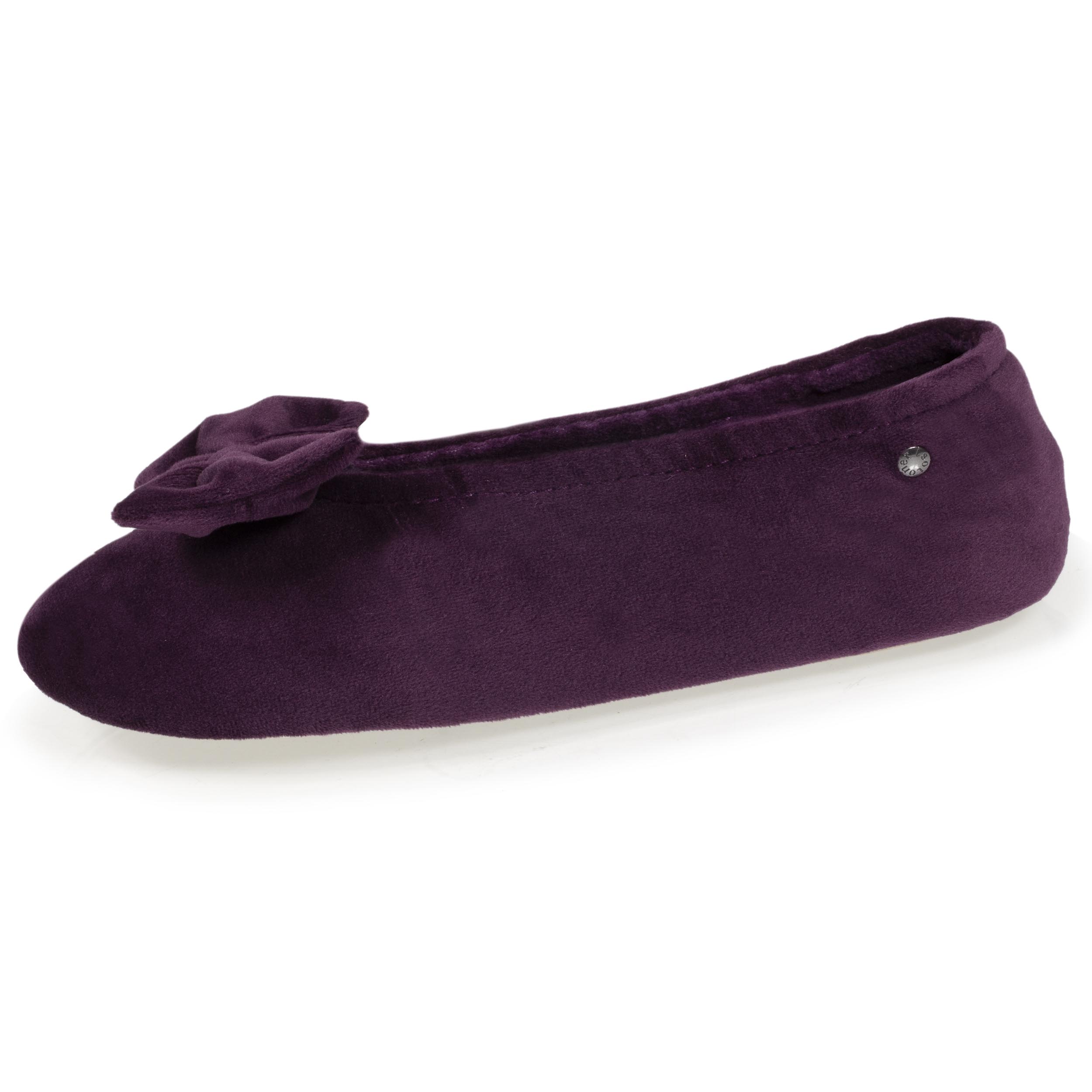 isotoner-chaussons-ballerines-femme-n-ud-aubergine image 1