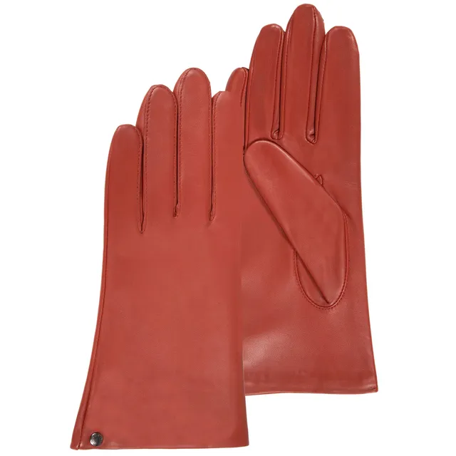 isotoner-gants-femme-cuir-mandarine-doubl-s-soie image 1