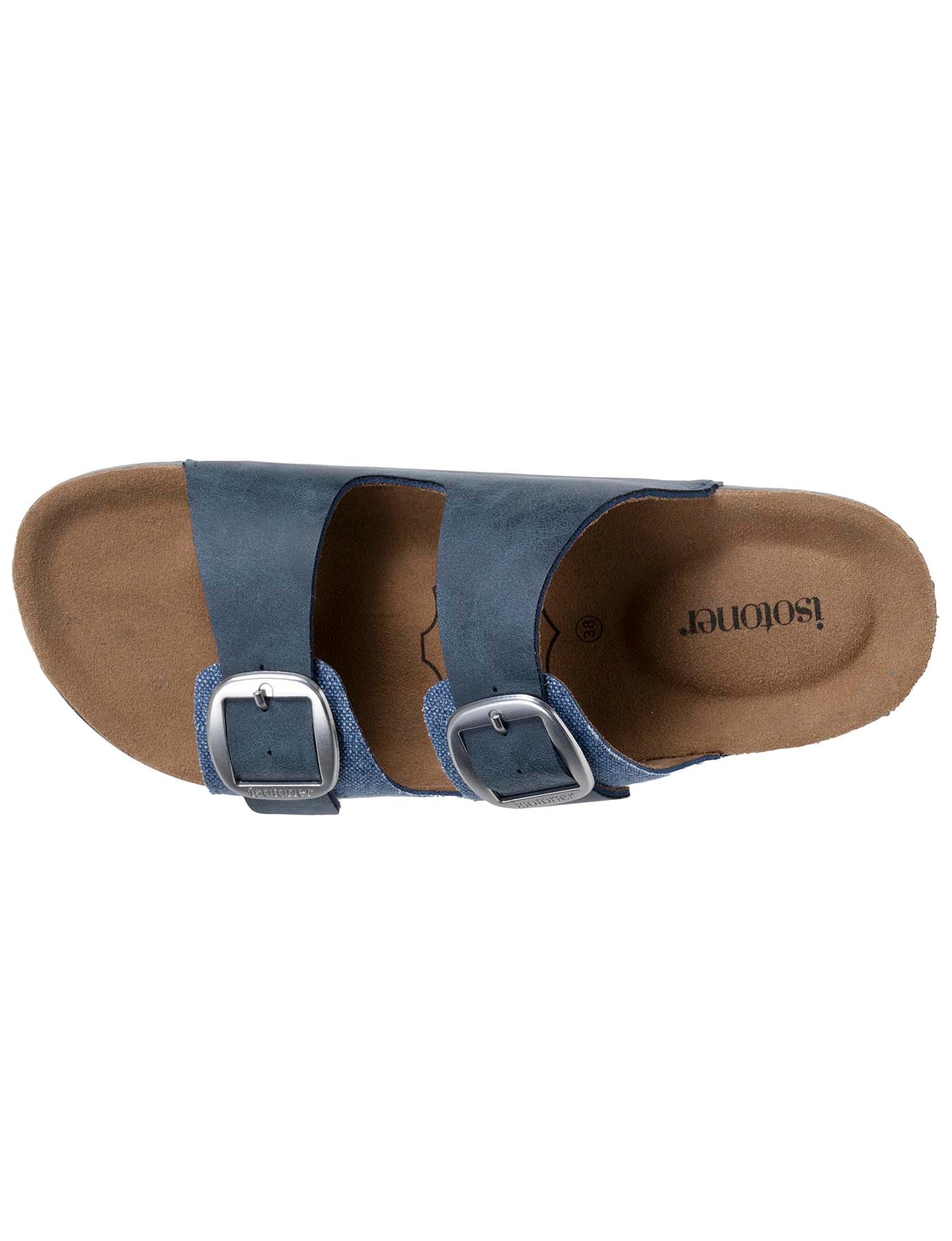 isotoner-mules-sandales-double-bride-bleu-denim-femme image 7