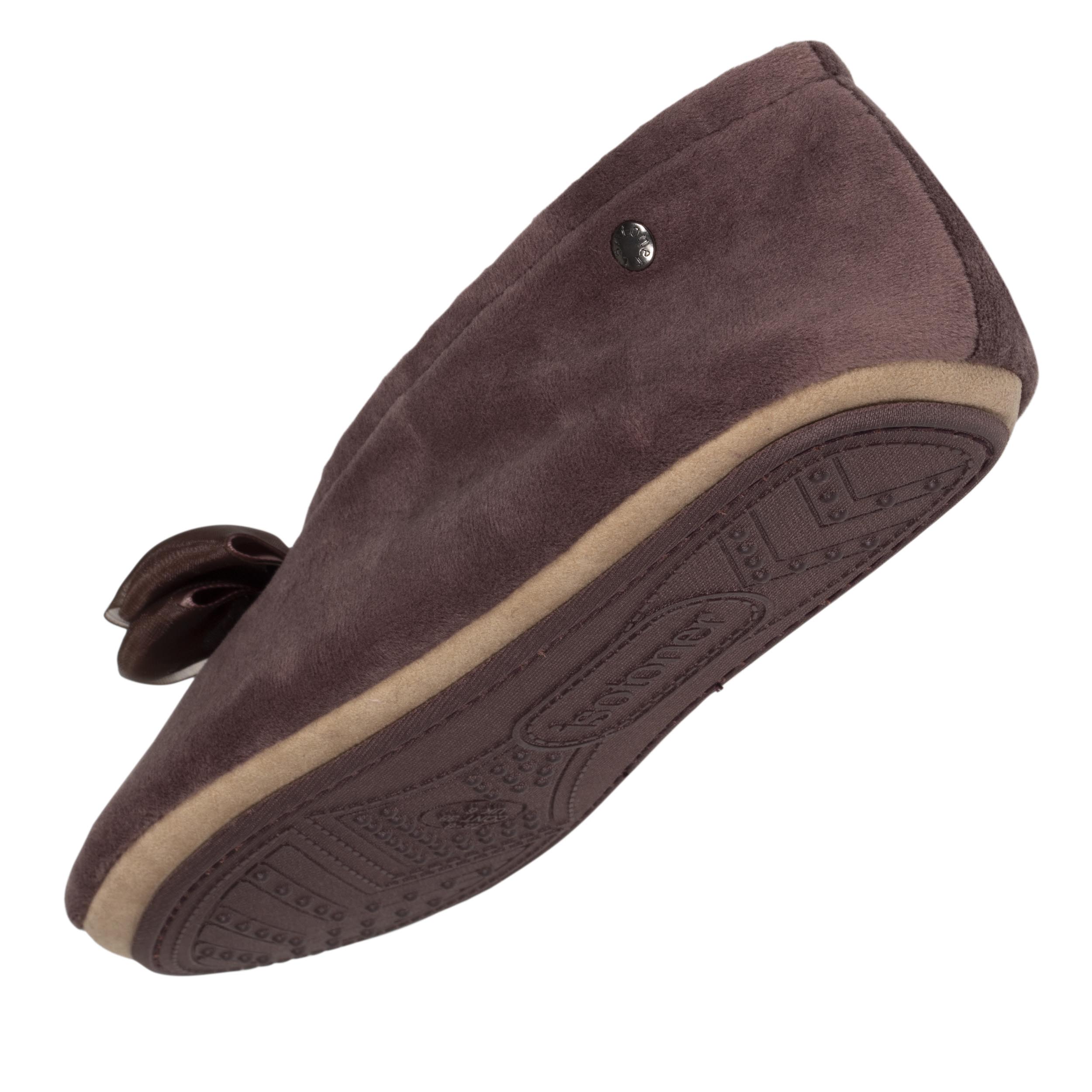isotoner-chaussons-ballerines-femme-n-ud-taupe-rose image 5