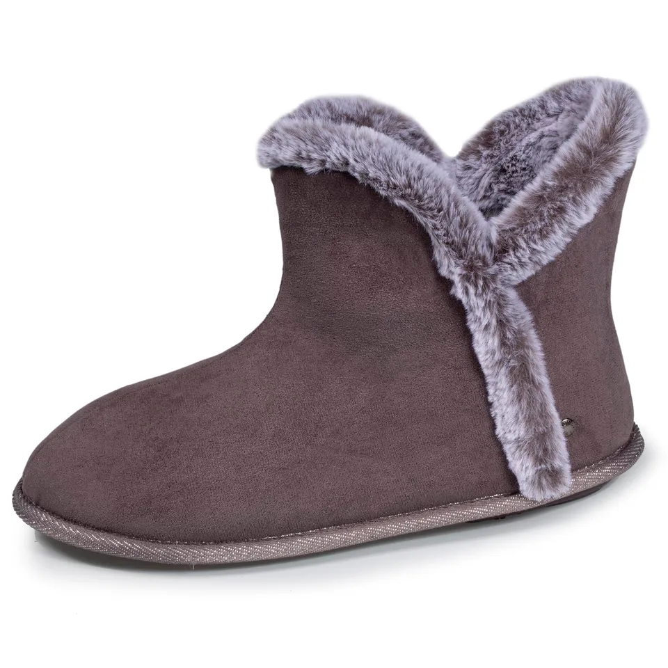 isotoner-chaussons-bottillons-femme-gris image 1