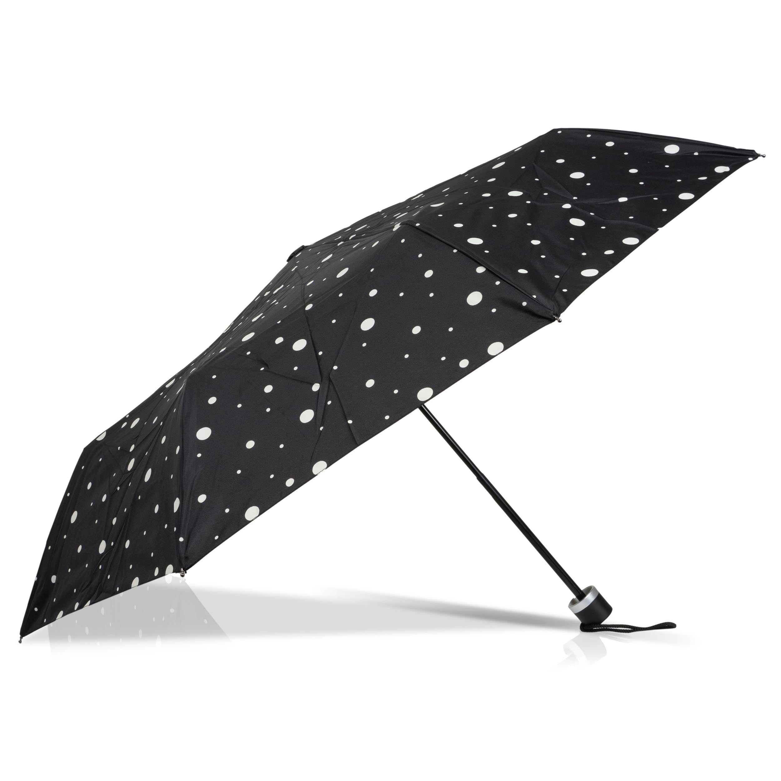 isotoner-parapluie-pliant-pois-noir-jaune-petit-prix image 2