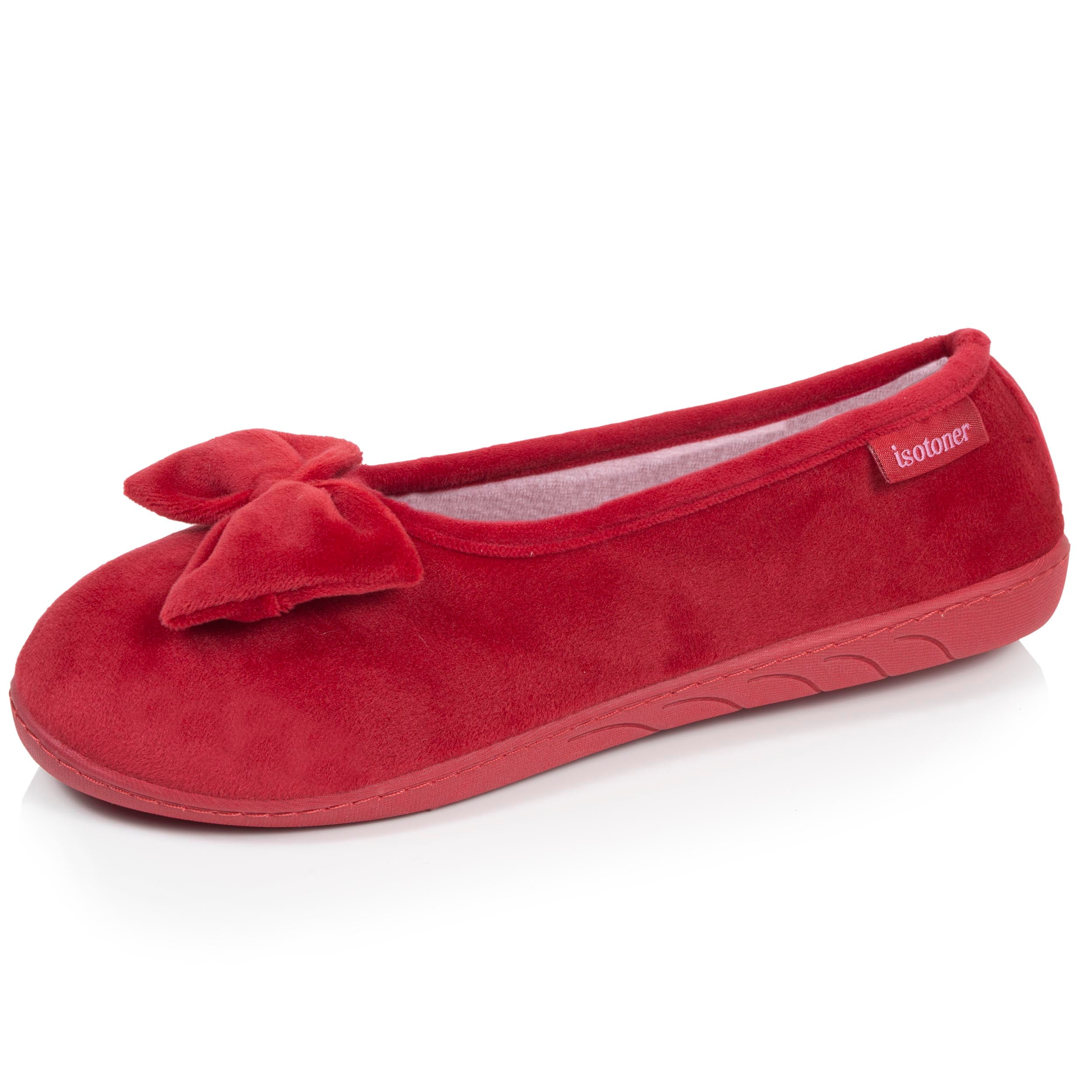 isotoner-chaussons-ballerines-femme-n-ud-rouge image 2