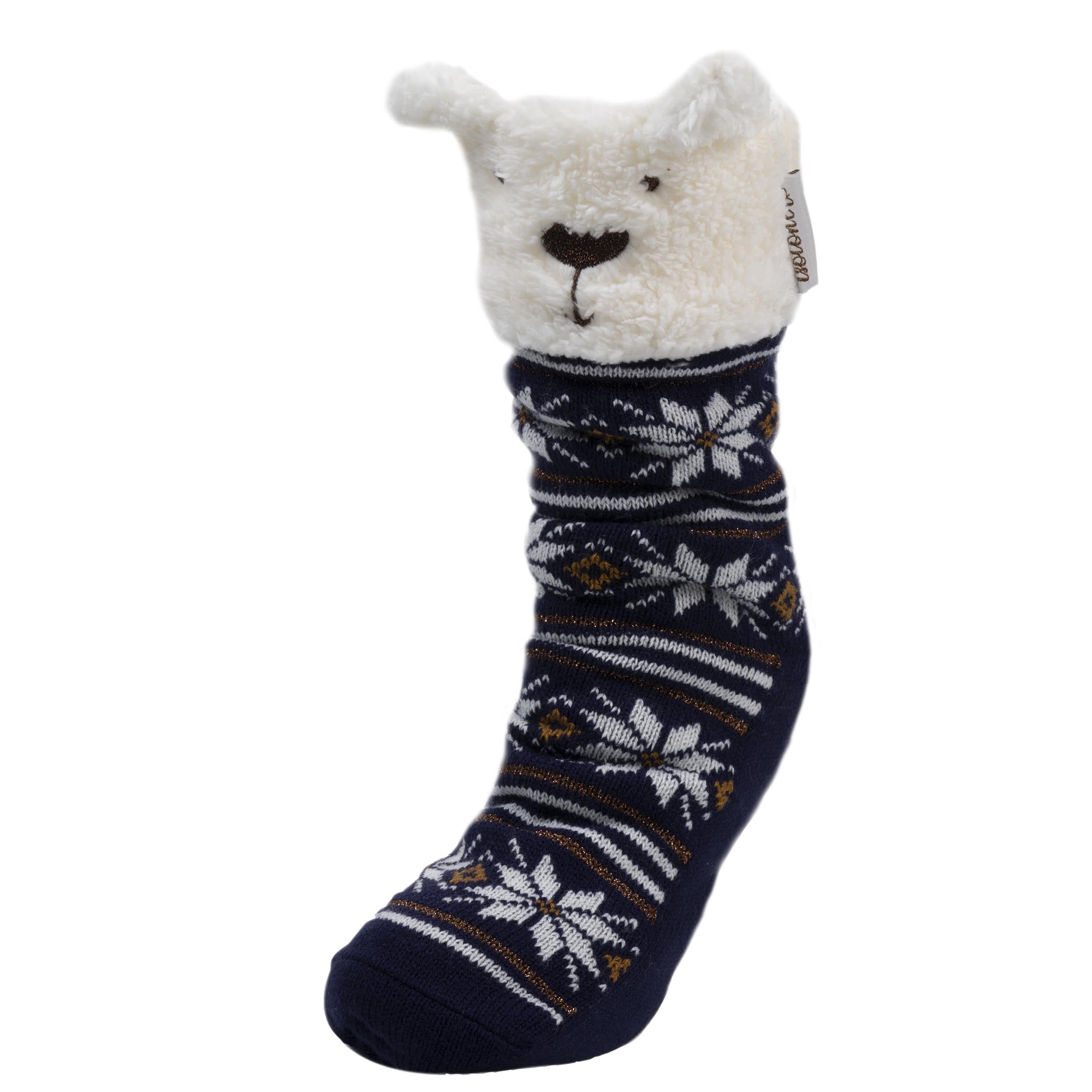 isotoner-chaussettes-fourr-es-femme-jacquard-marine image 1