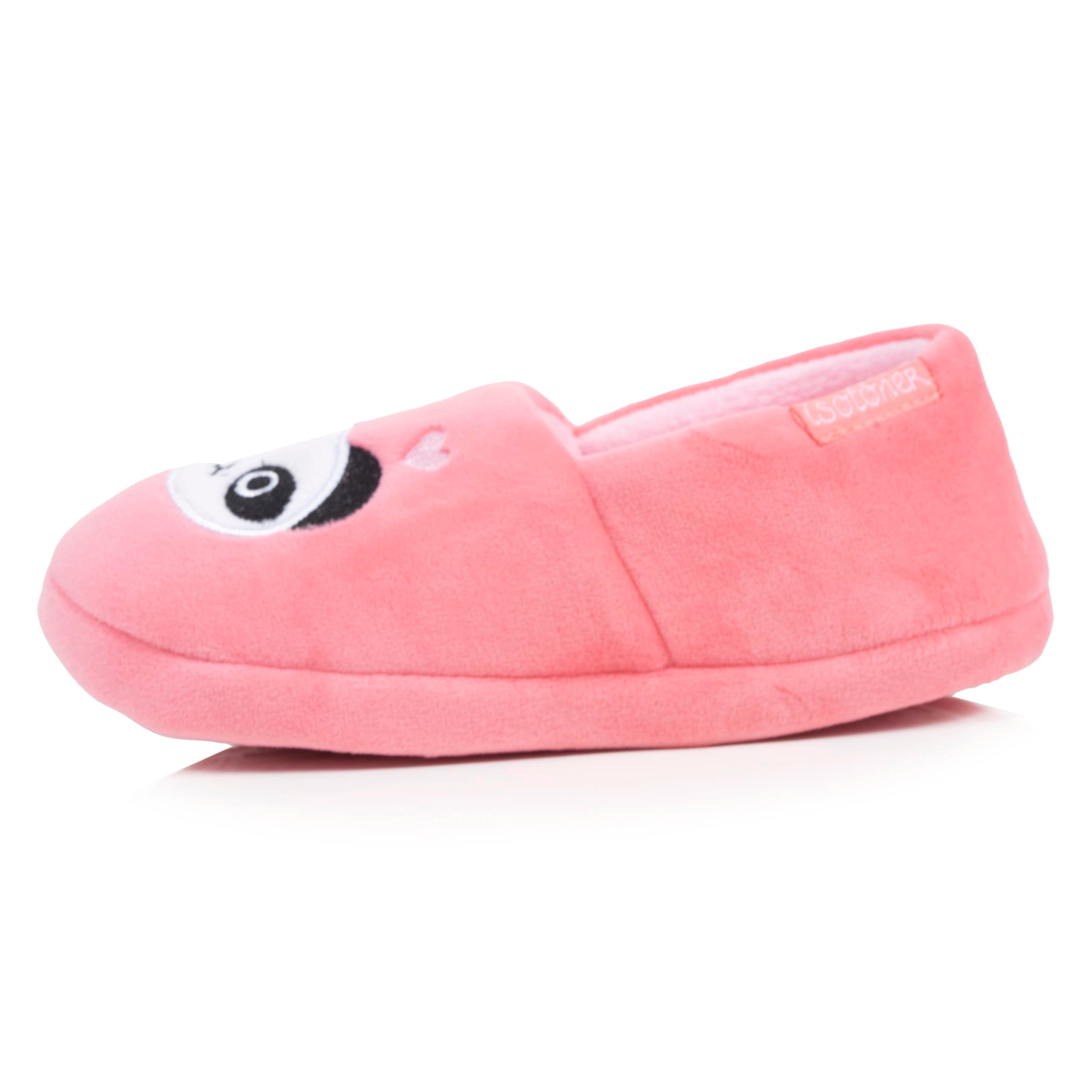 isotoner-chaussons-slippers-enfant-velours-panda-rose image 3
