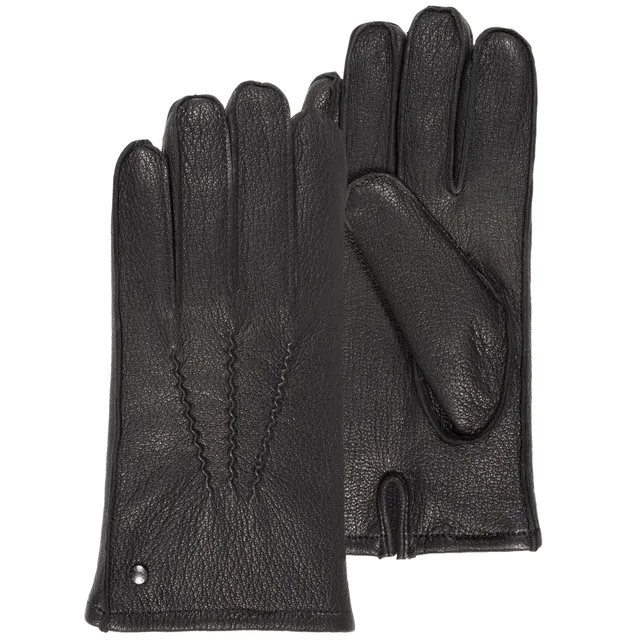 isotoner-gants-homme-cuir-de-ch-vre-noir-doubl-s-chaud image 1