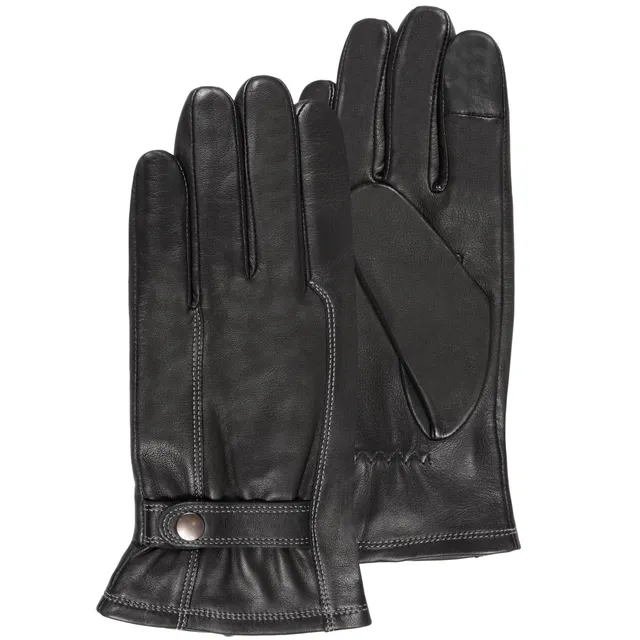 isotoner-gants-homme-cuir-d-agneau-noir-tactiles image 1