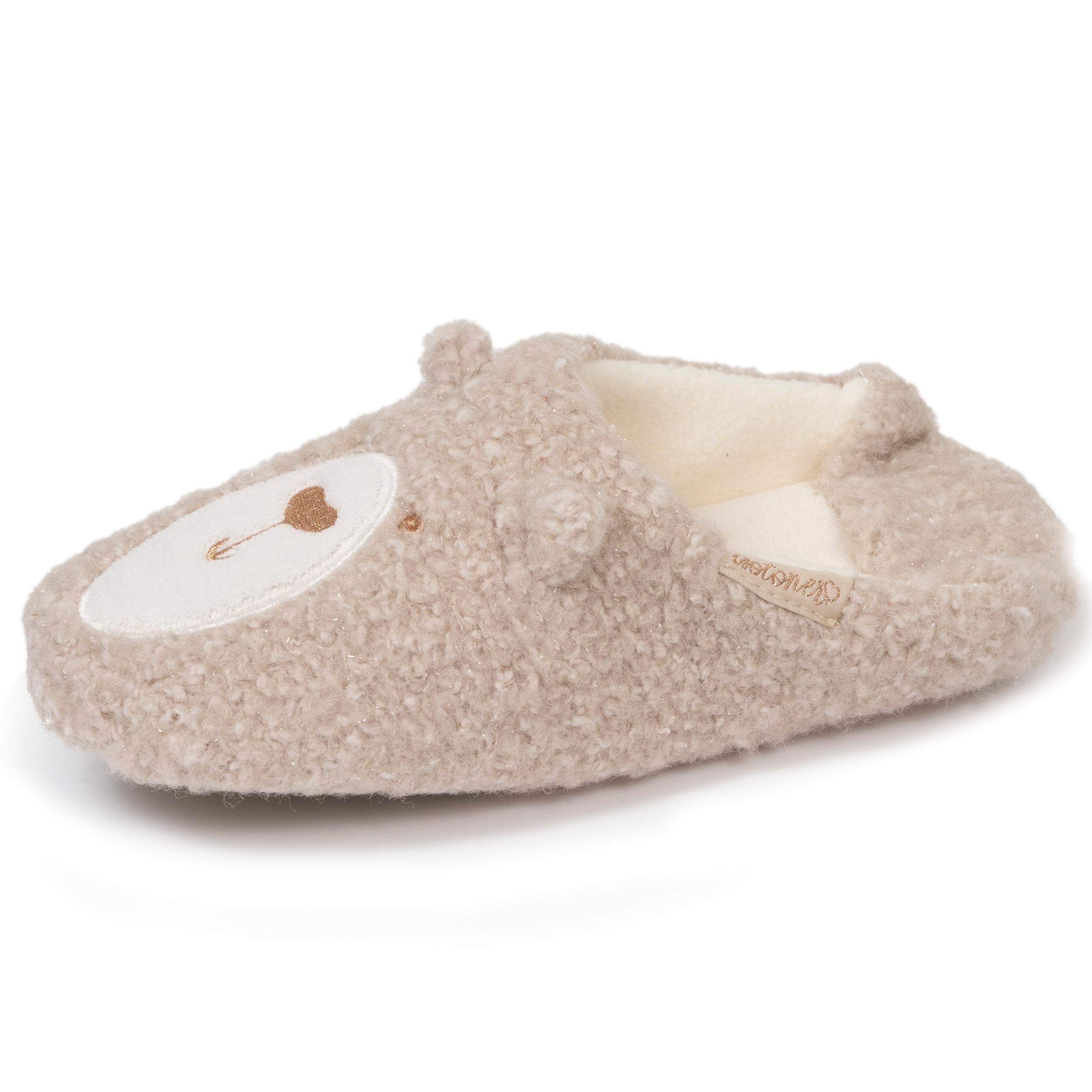 isotoner-chaussons-babouches-femme-ours-beige image 1