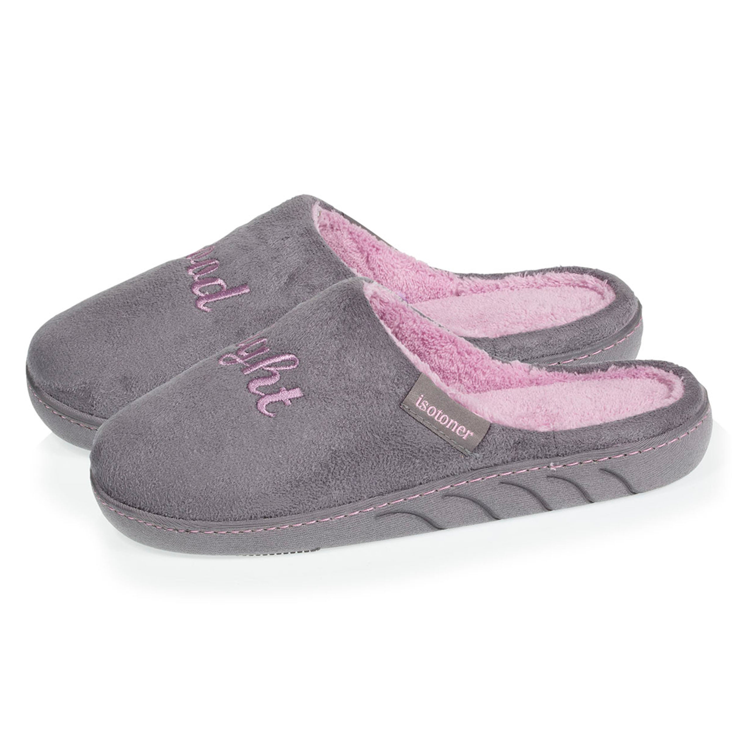 isotoner-chaussons-mules-junior-gris-rose image 1