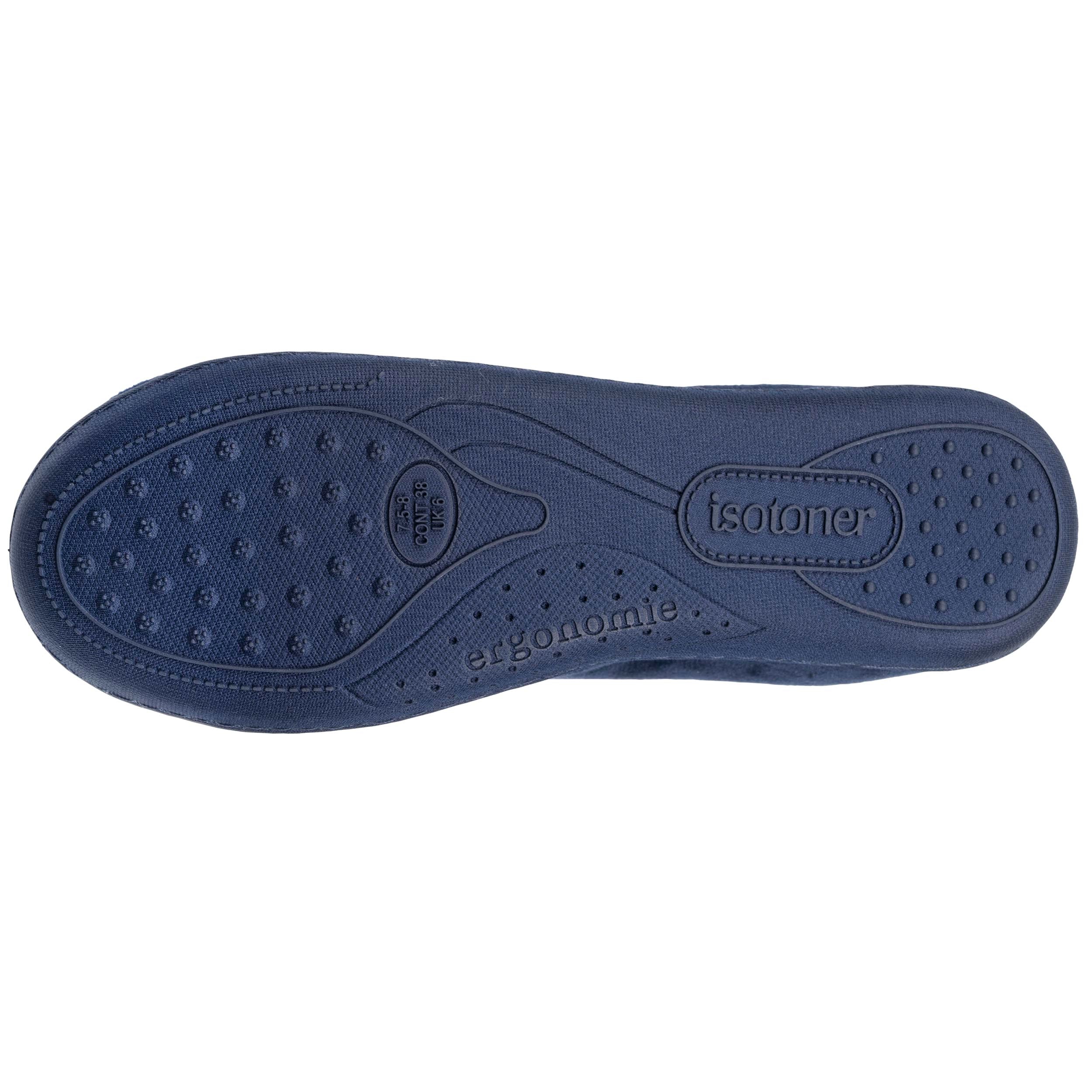 isotoner-chaussons-bottillons-bas-femme-marine-microvelours image 4