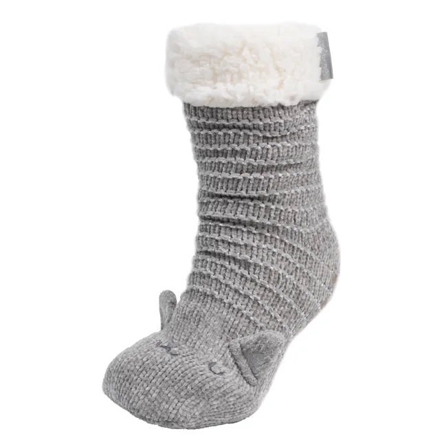 isotoner-chaussettes-fourr-es-femme-chat-gris-sherpa image 1