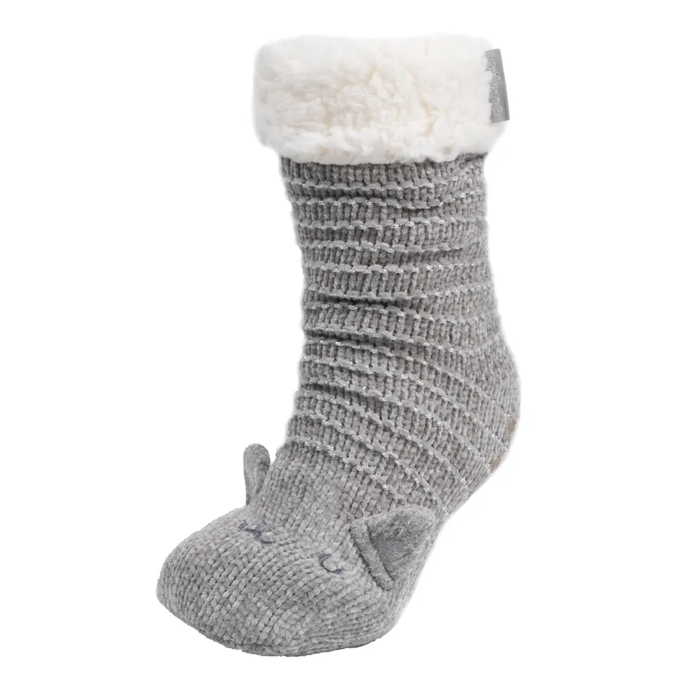 isotoner-chaussettes-fourr-es-femme-chat-gris-sherpa image 1