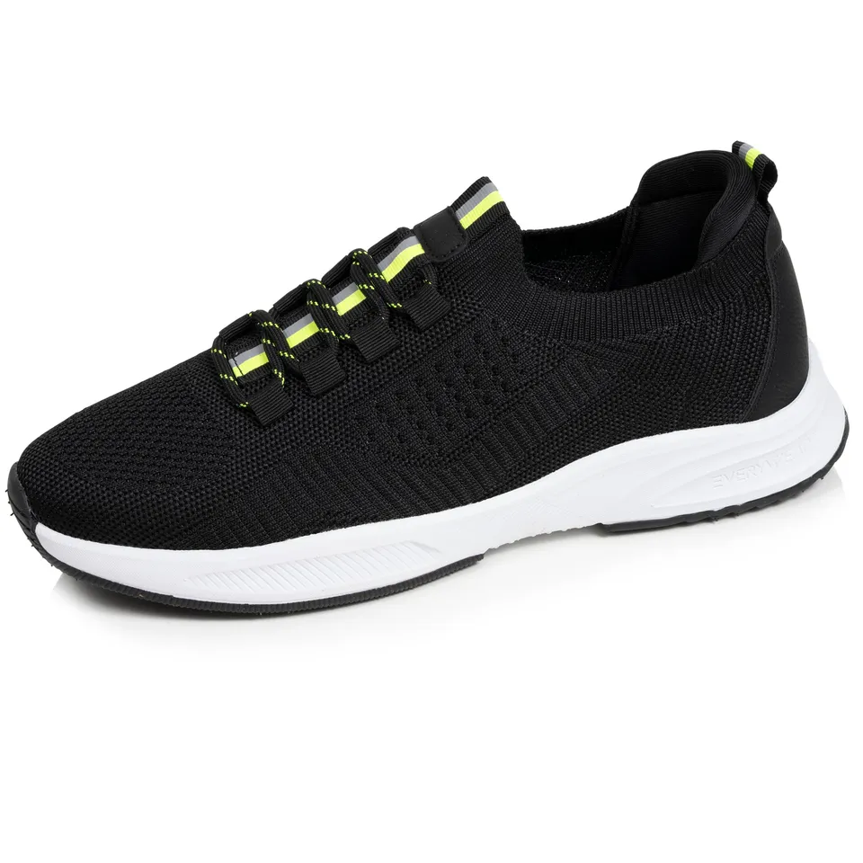isotoner-basket-confort-homme-slip-on-noir-jaune-everywear image 1