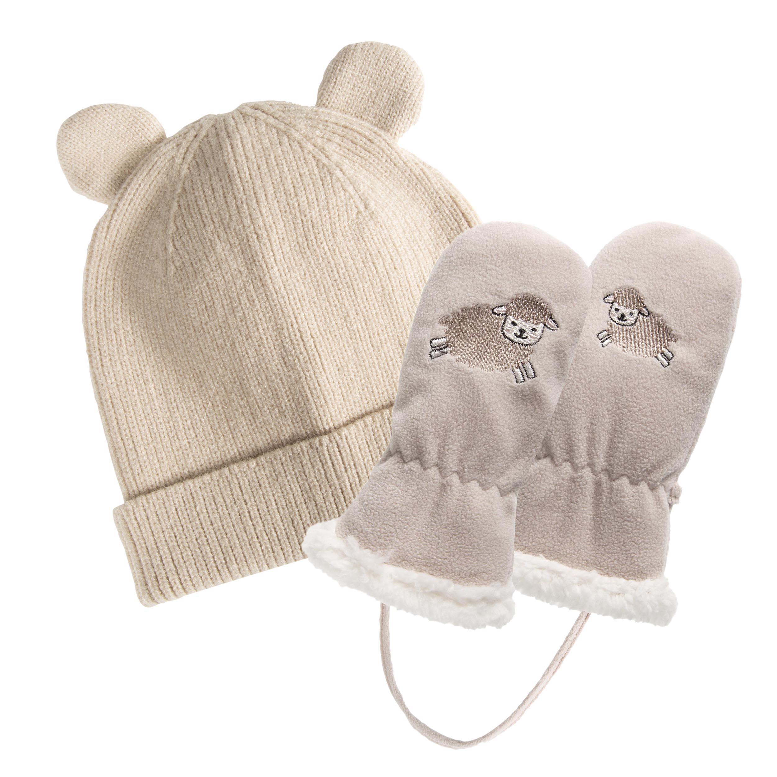 isotoner-moufles-enfant-2-4-ans-polaire-mouton-beige image 2