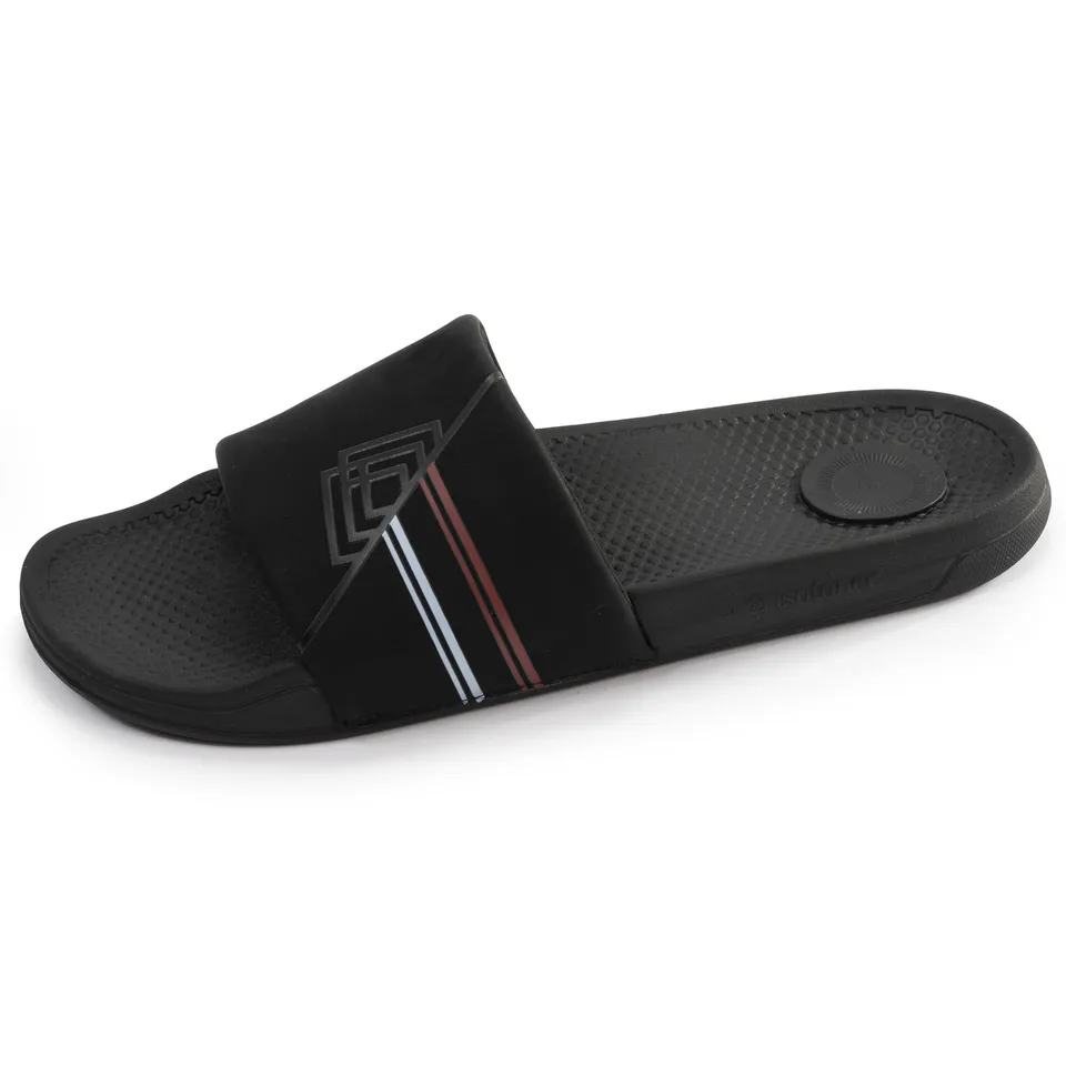 isotoner-mules-claquettes-homme-noir-logo-confort image 1