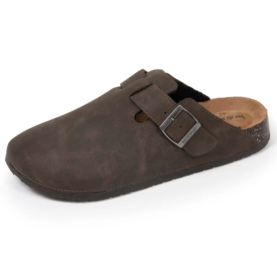 isotoner-sabots-homme-fourr-s-marron-doublure-fourrure image 1
