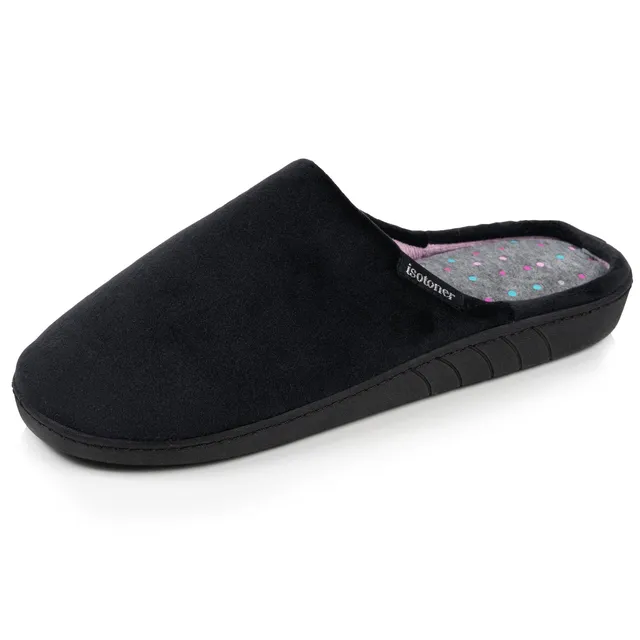 isotoner-mules-femme-ergonomiques-noir-microvelours image 1