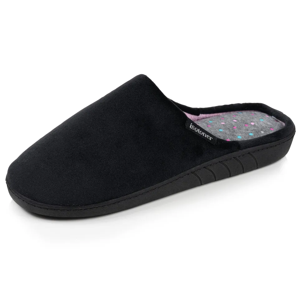 isotoner-mules-femme-ergonomiques-noir-microvelours image 1
