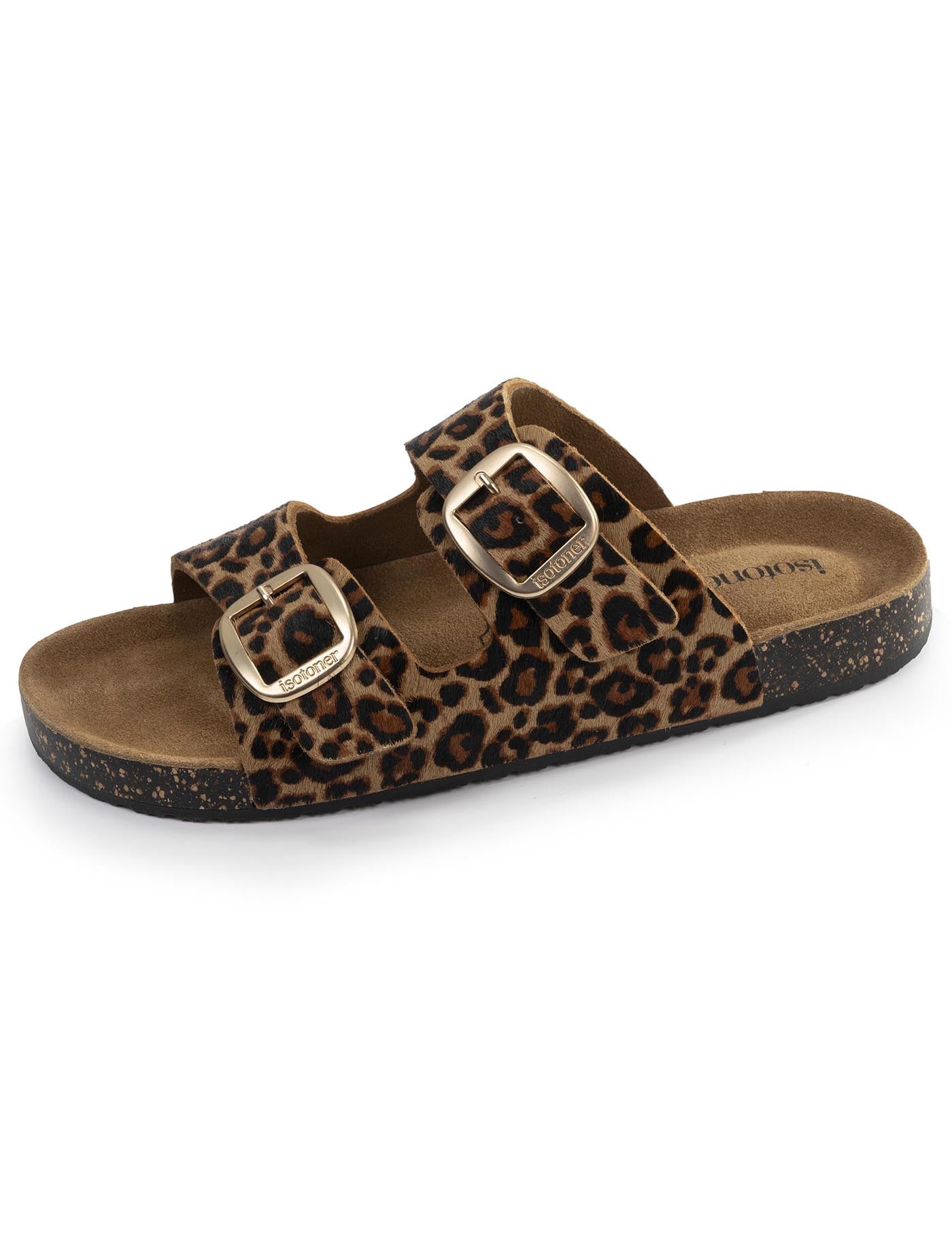 isotoner-mules-sandales-femme-double-bride-cuir-l-opard image 6