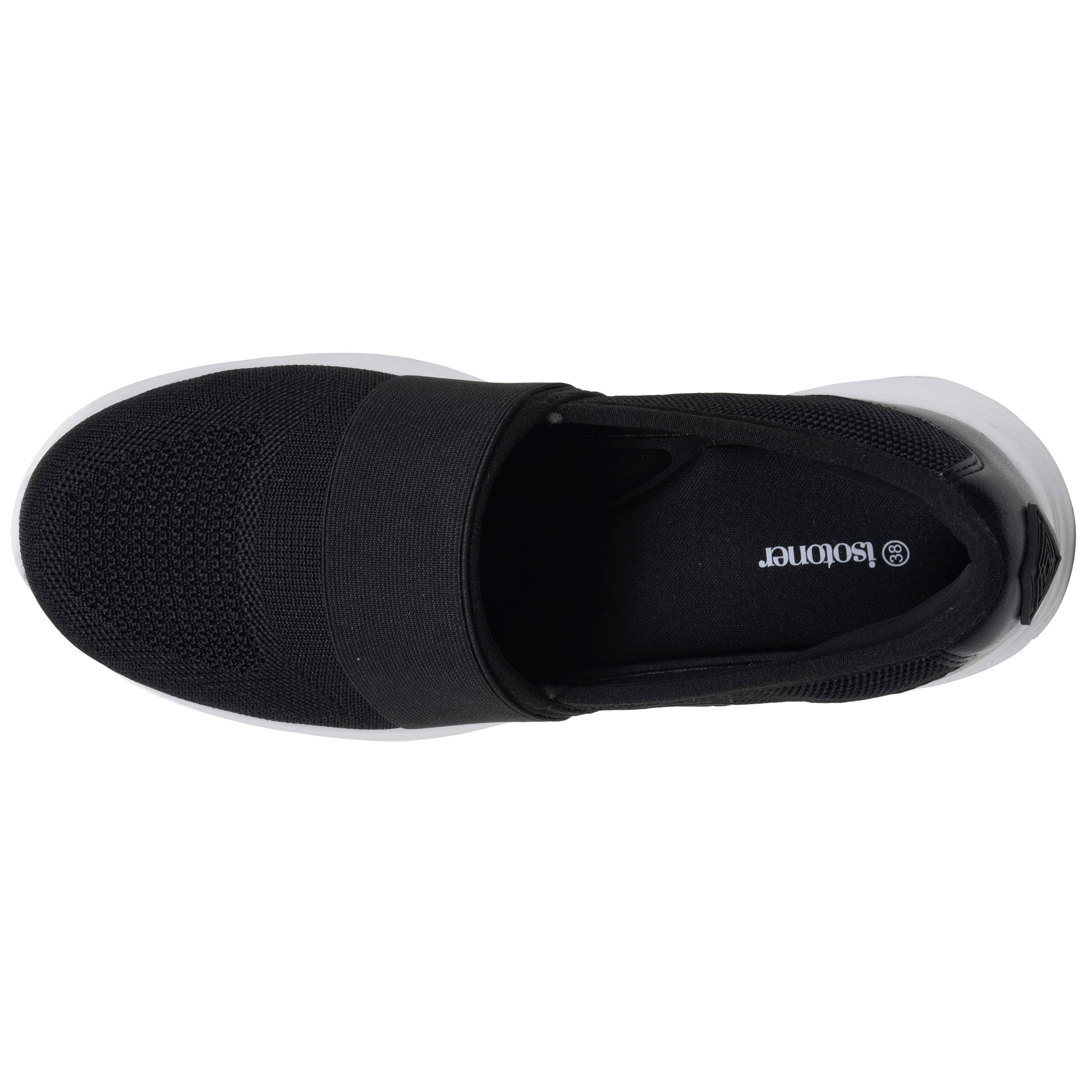 isotoner-baskets-slippers-femme-lastique-noir-everywear image 2