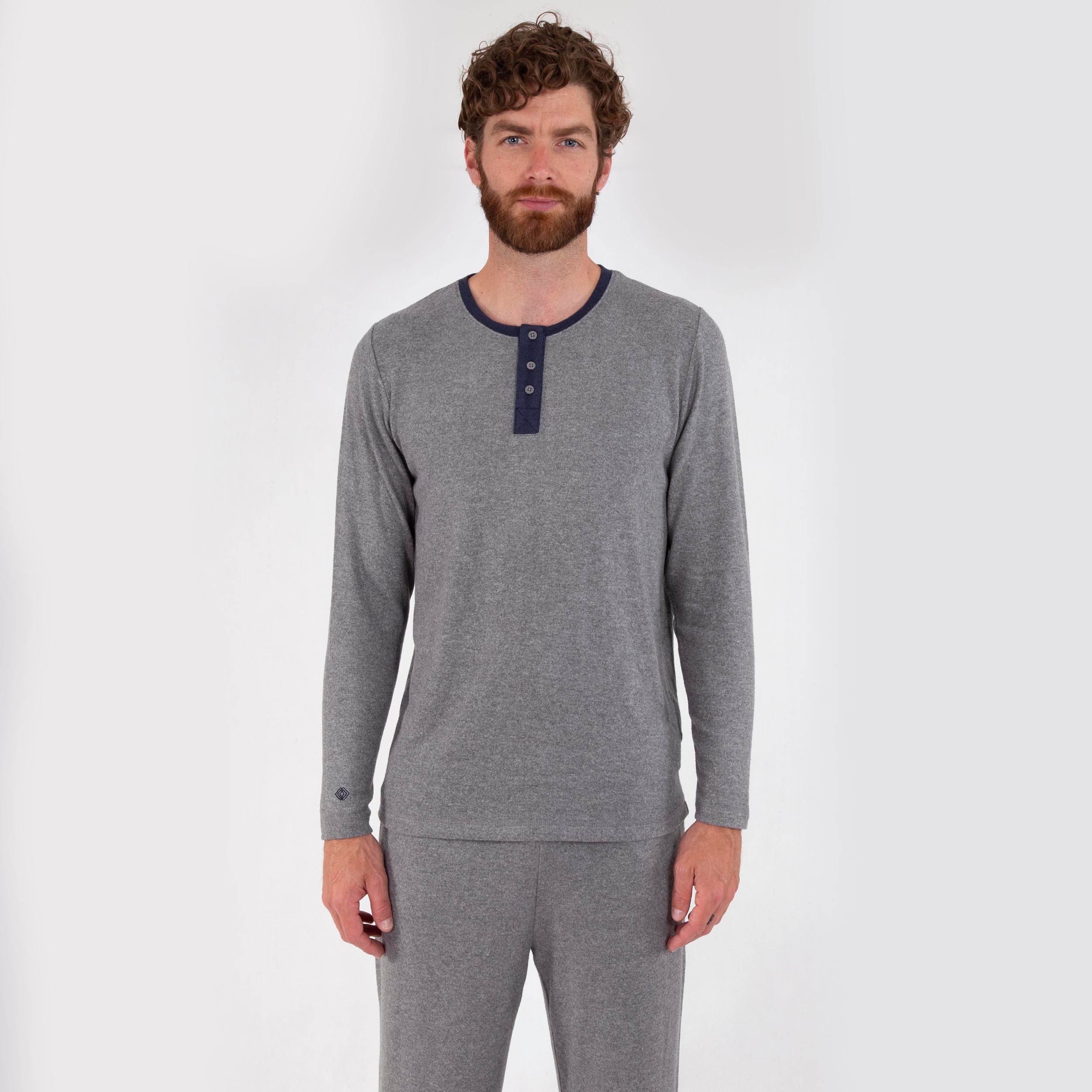 isotoner-t-shirt-manches-longues-homme-gris-chin-ecovero image 1