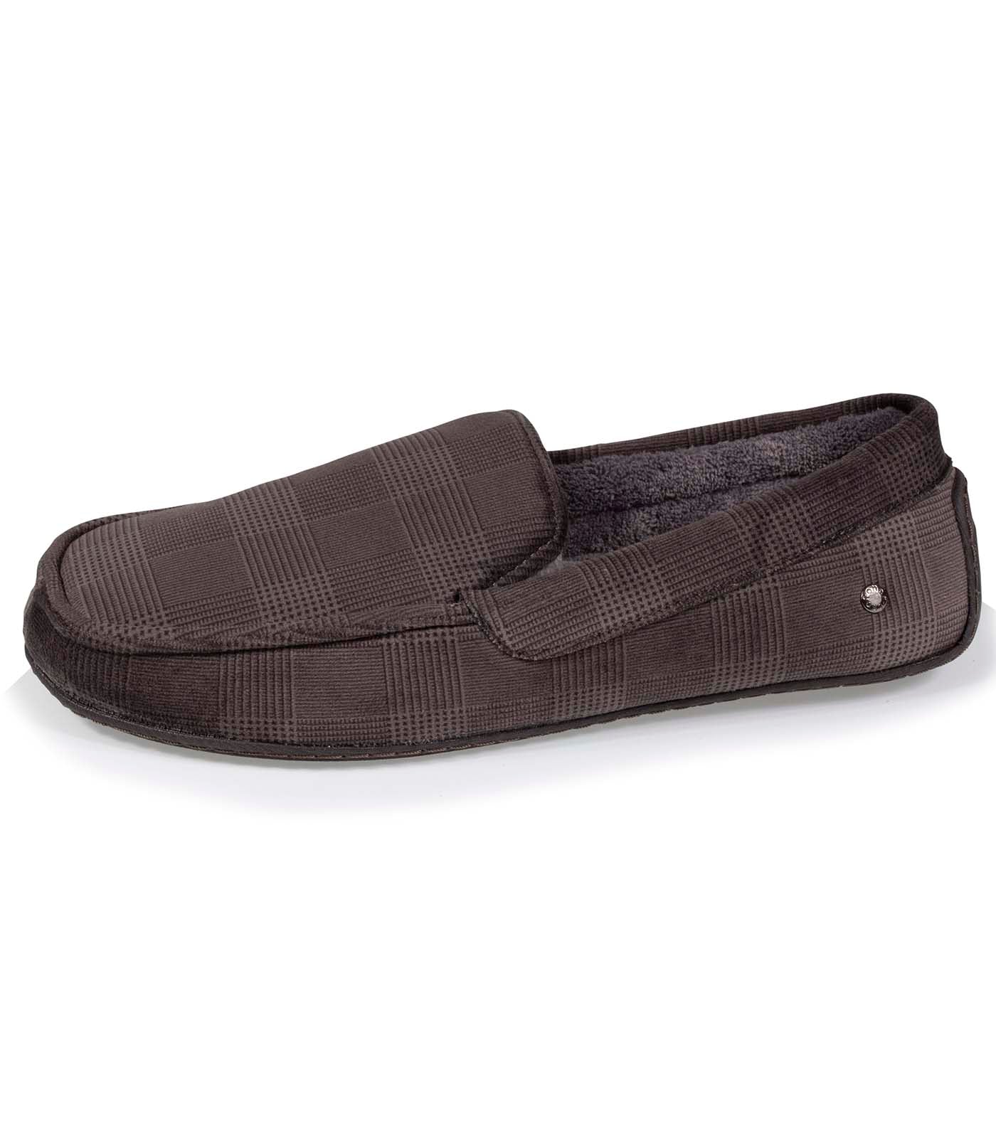 isotoner-chaussons-mocassins-homme-gris-carreaux-velours image 6
